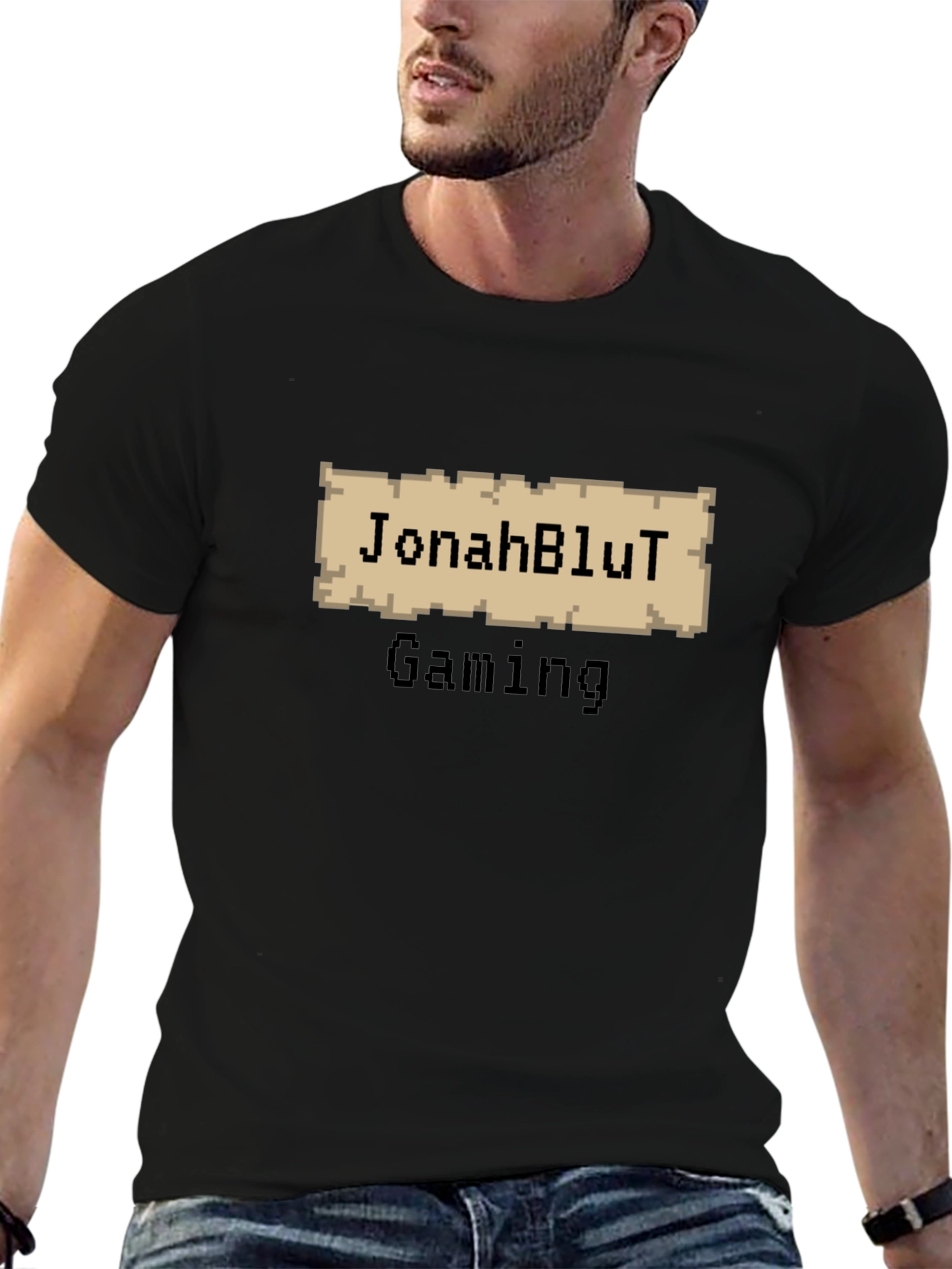 JonahBluT Gaming Pixel Art Black T-Shirt