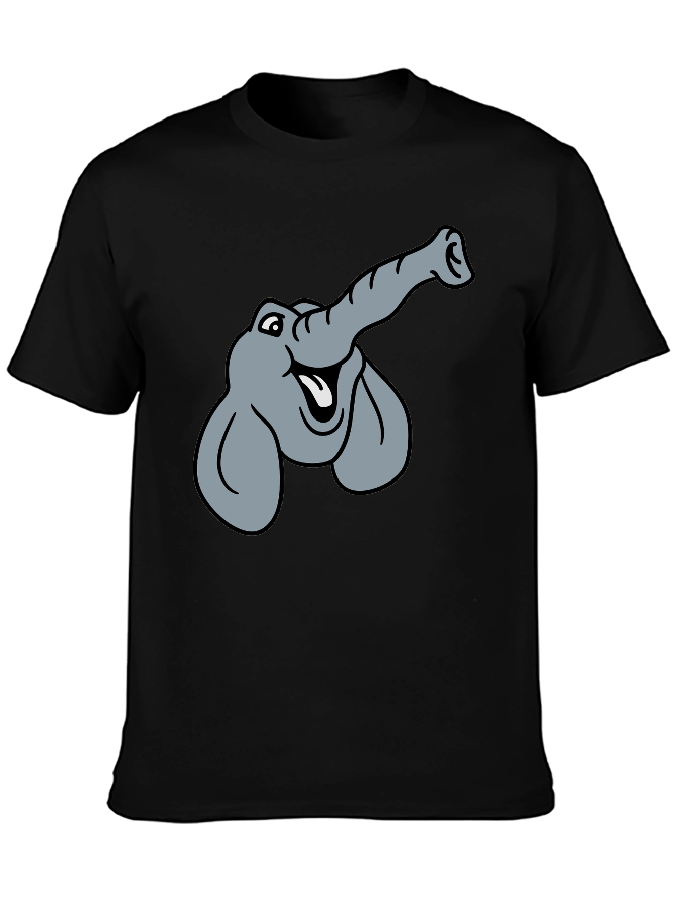 Elephant Cartoon Graphic T-Shirt - Unisex Black Tee