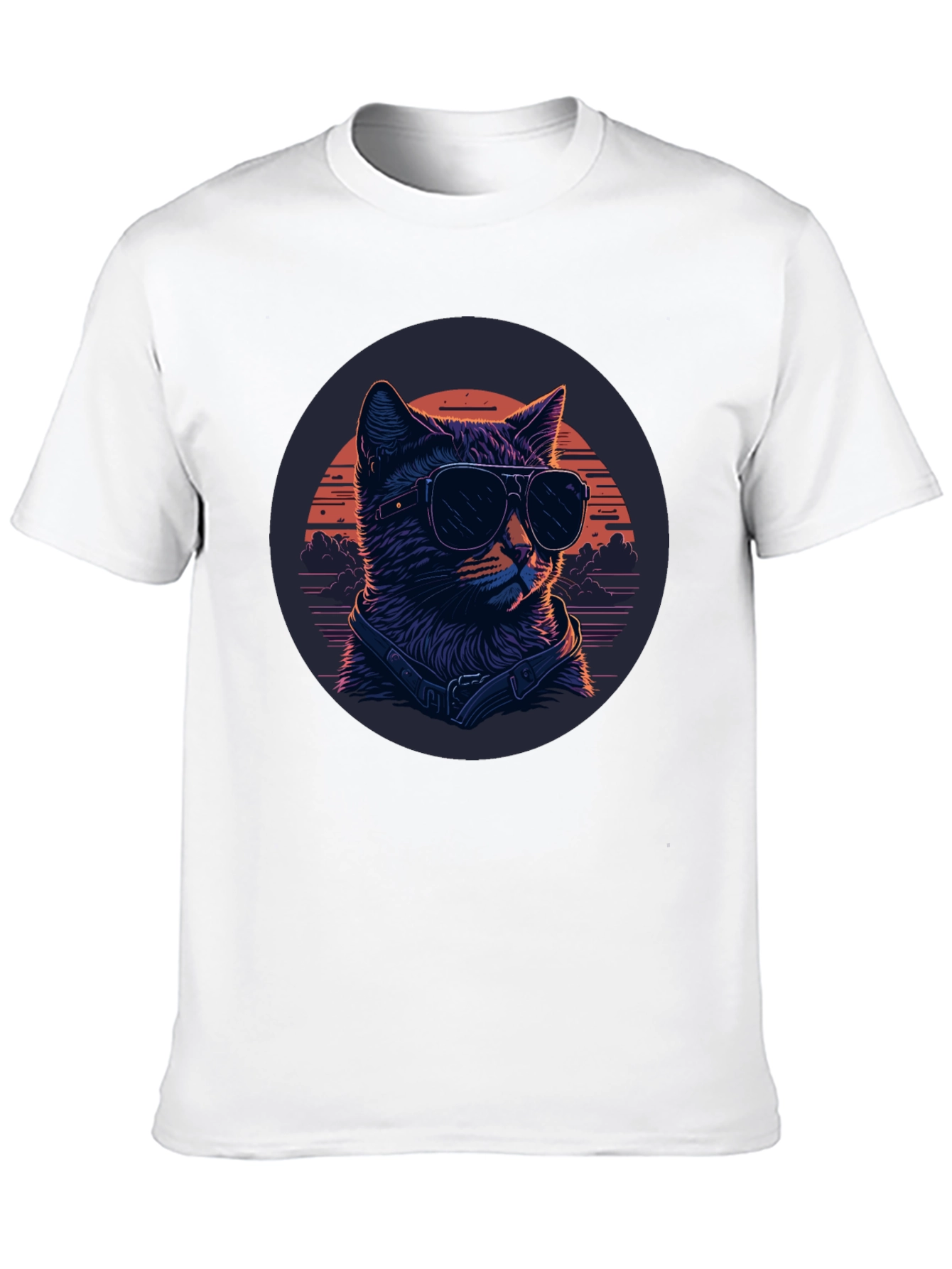 Cool Cat Sunglasses Graphic Tee - Black