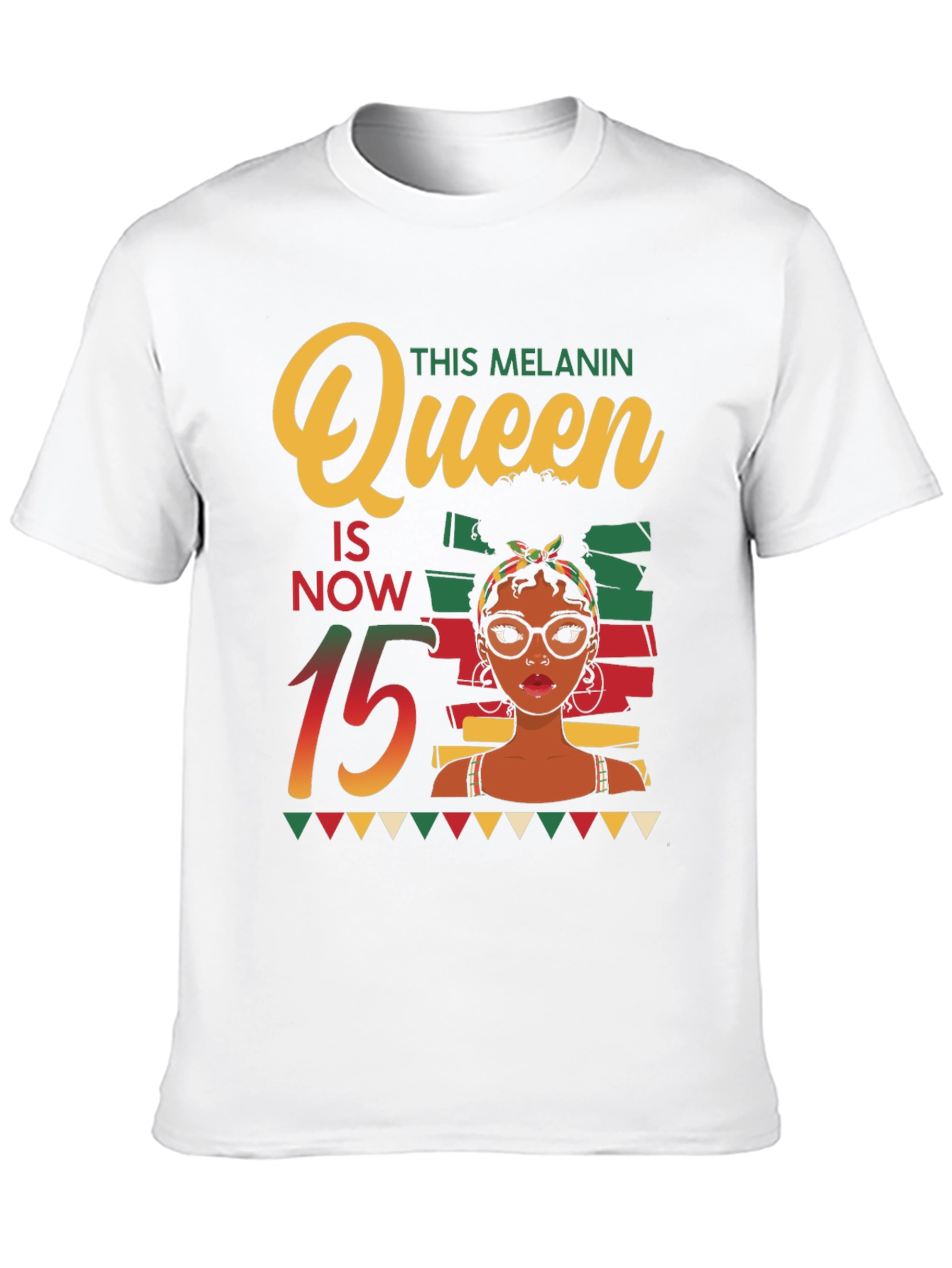 Melanin Queen 15th Birthday Black T-Shirt