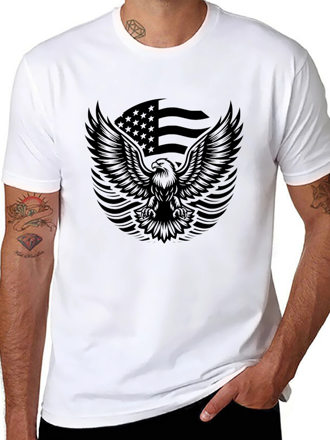 American Pride Eagle Graphic Tee - Mens Black T-Shirt