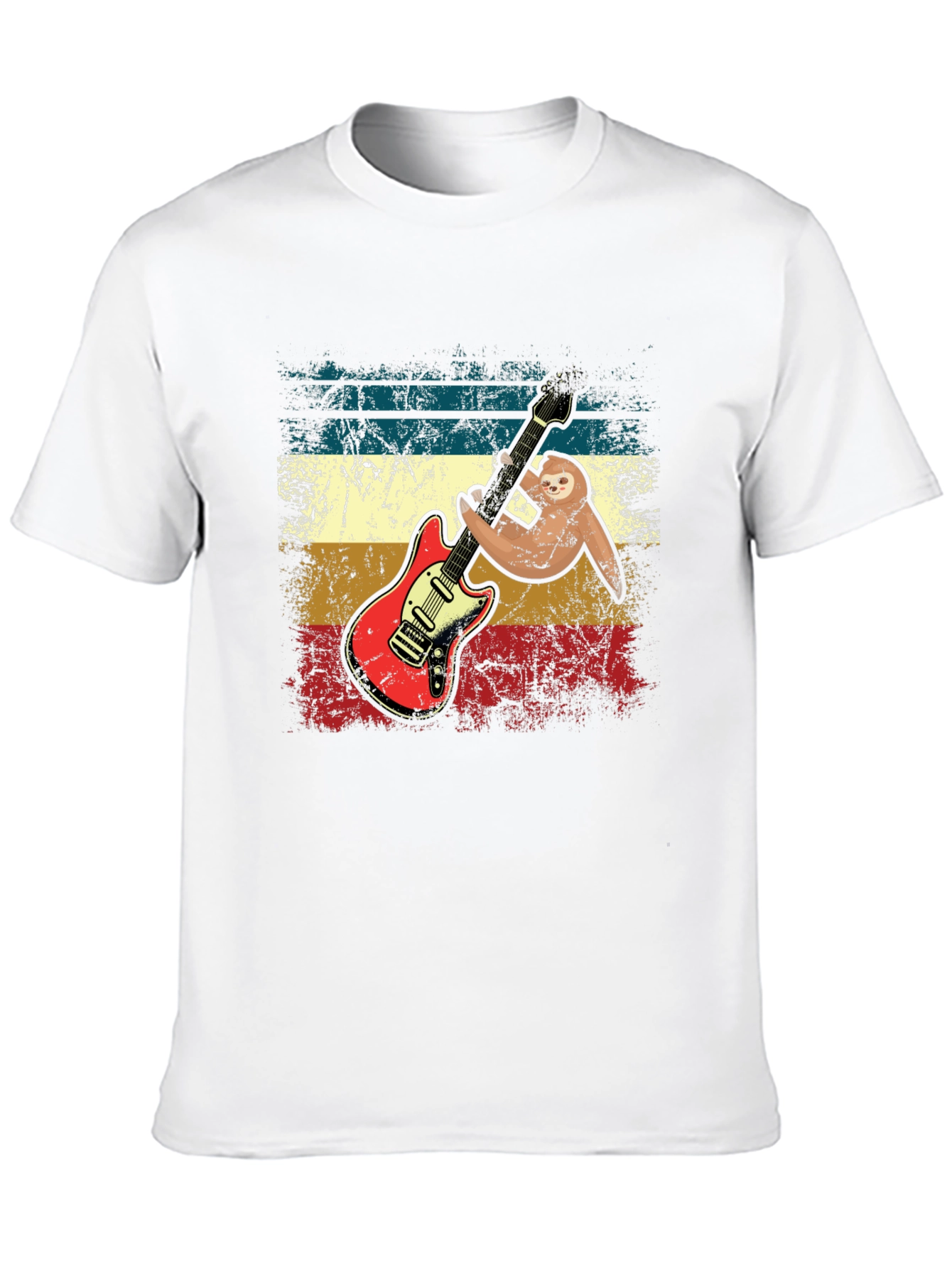 Sloth Guitar Player T-Shirt - Retro Style