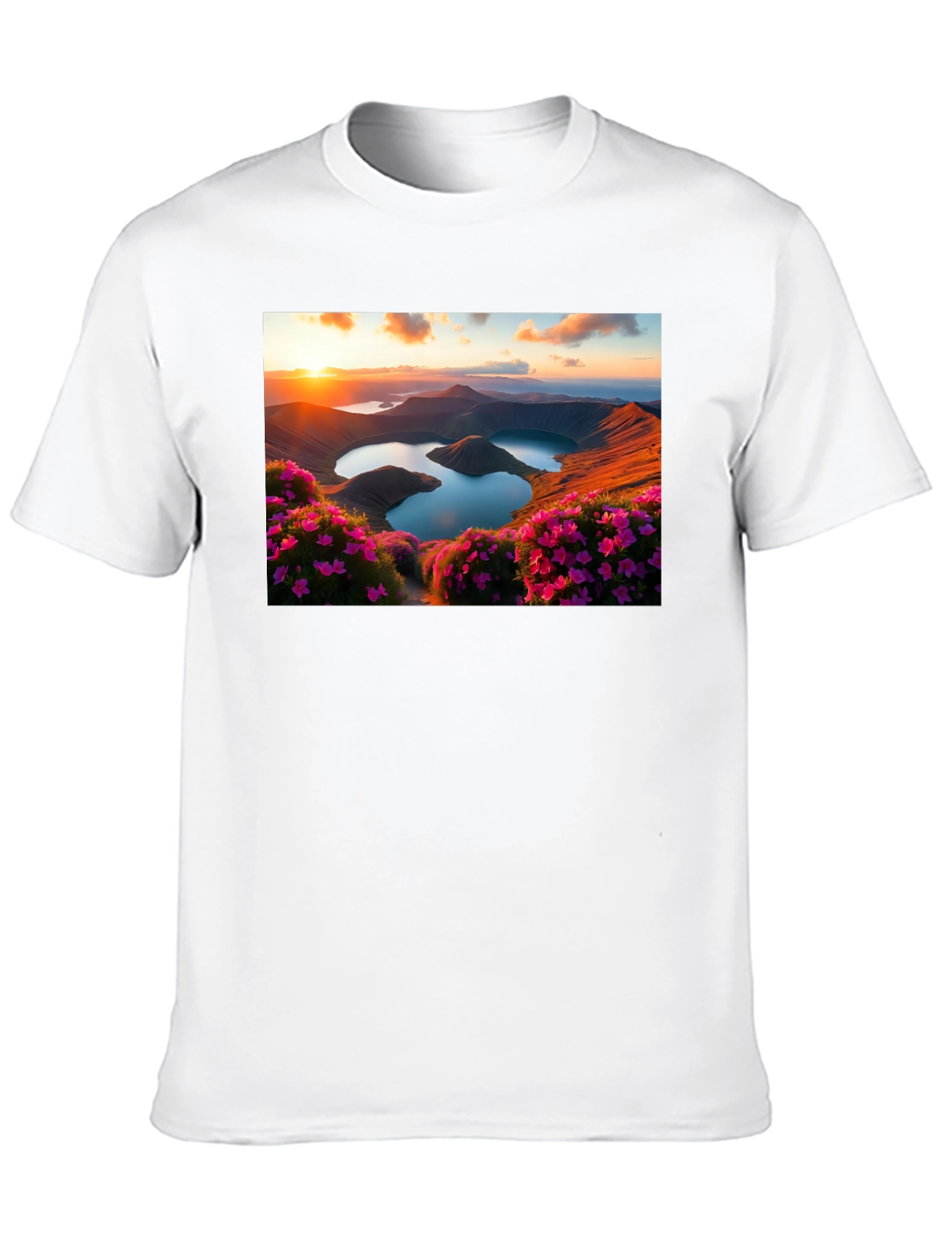 Lakeside Sunset Graphic Tee - Nature Lovers T-Shirt