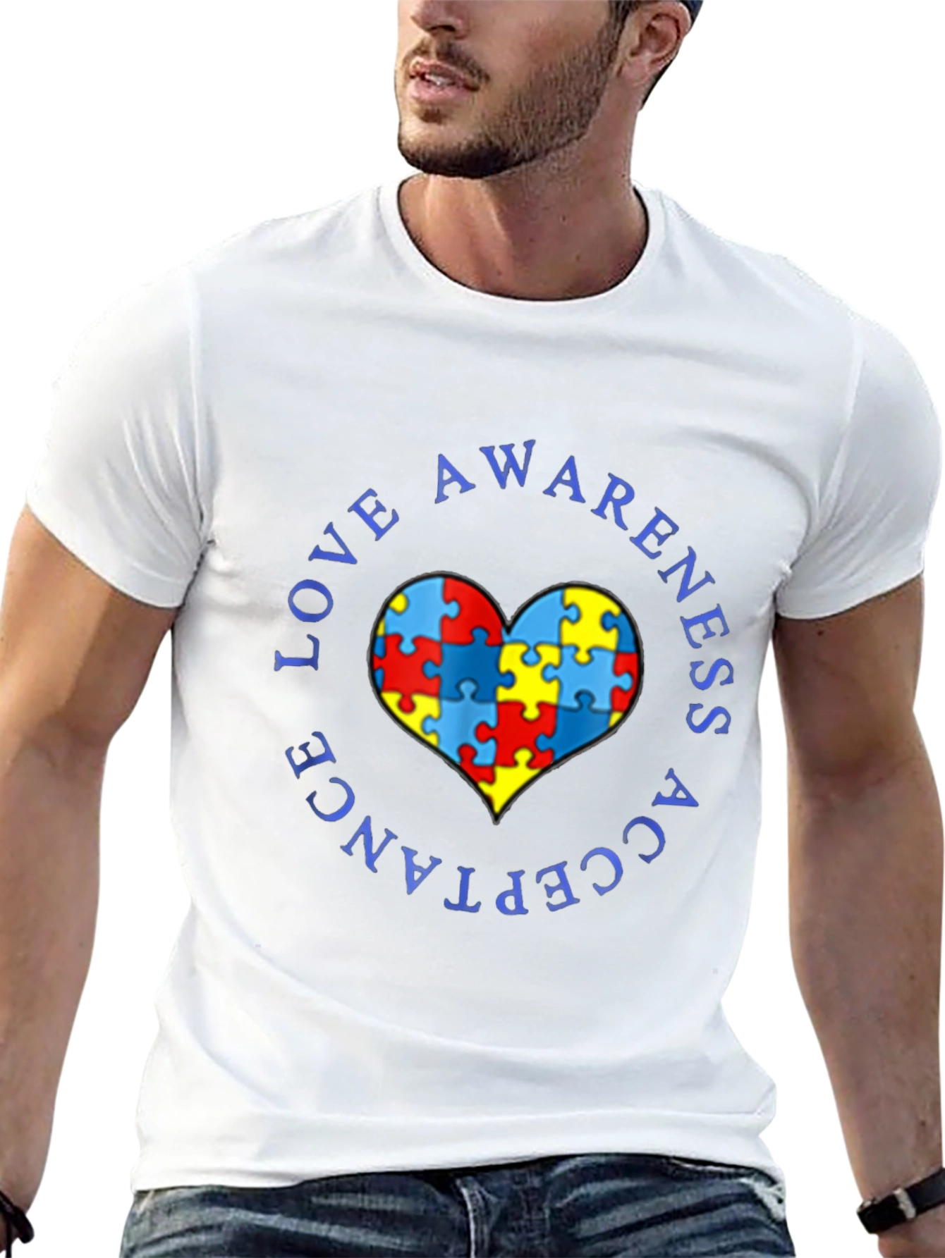 Autism Awareness T-Shirt Love Acceptance Heart Puzzle