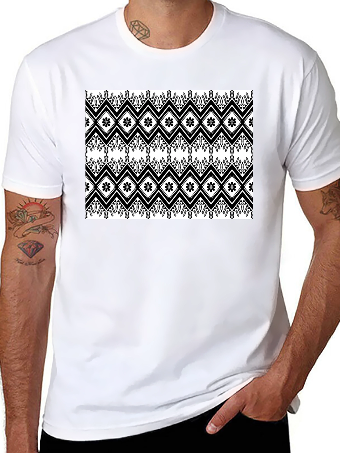 Black & White Patterned Graphic Tee