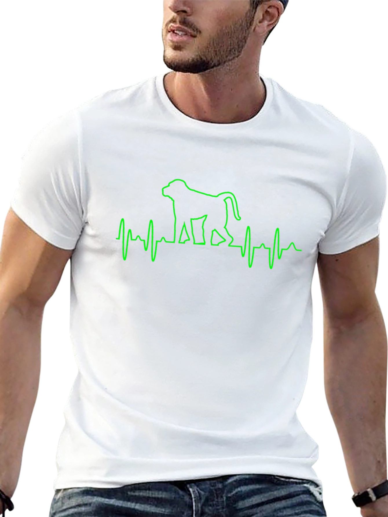 Monkey Heartbeat T-Shirt - Novelty Graphic Tee