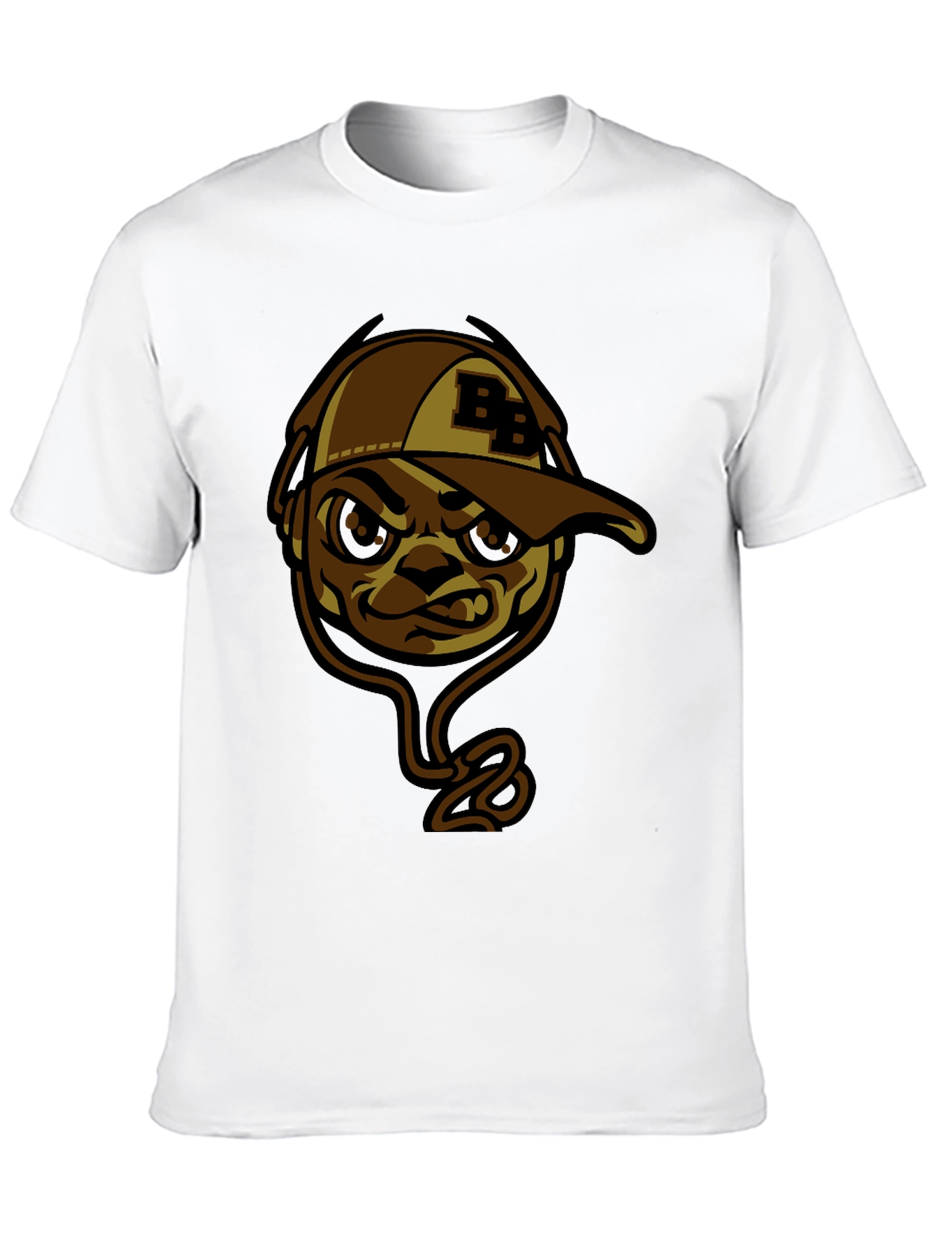 Cool BB Cap Cartoon Graphic Black T-Shirt