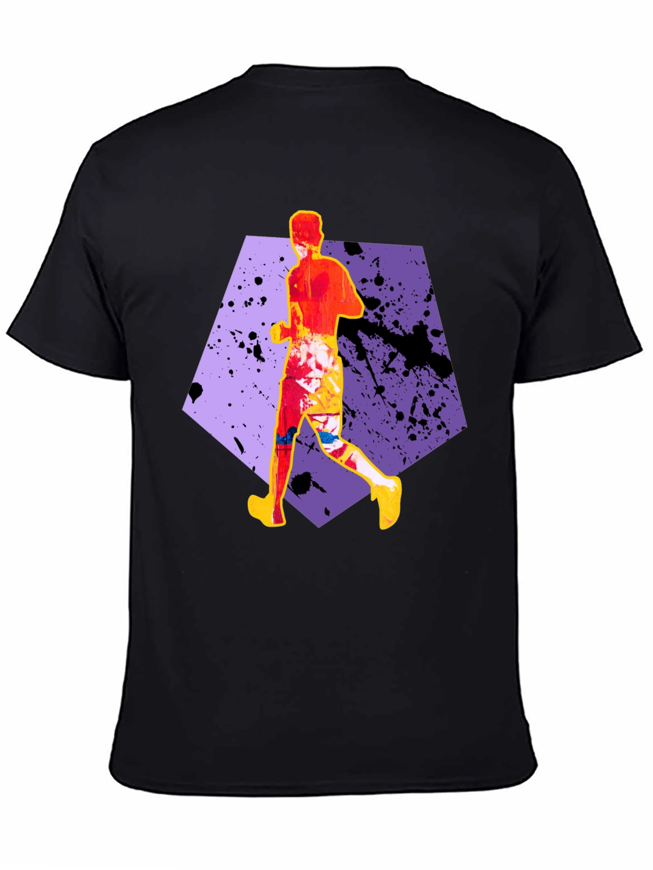 Abstract Runner Graphic Tee - Stylish Black T-Shirt