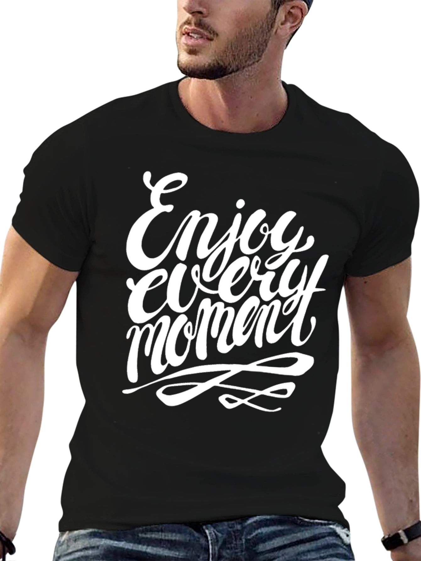 Enjoy Every Moment Graphic Tee - Black Cotton