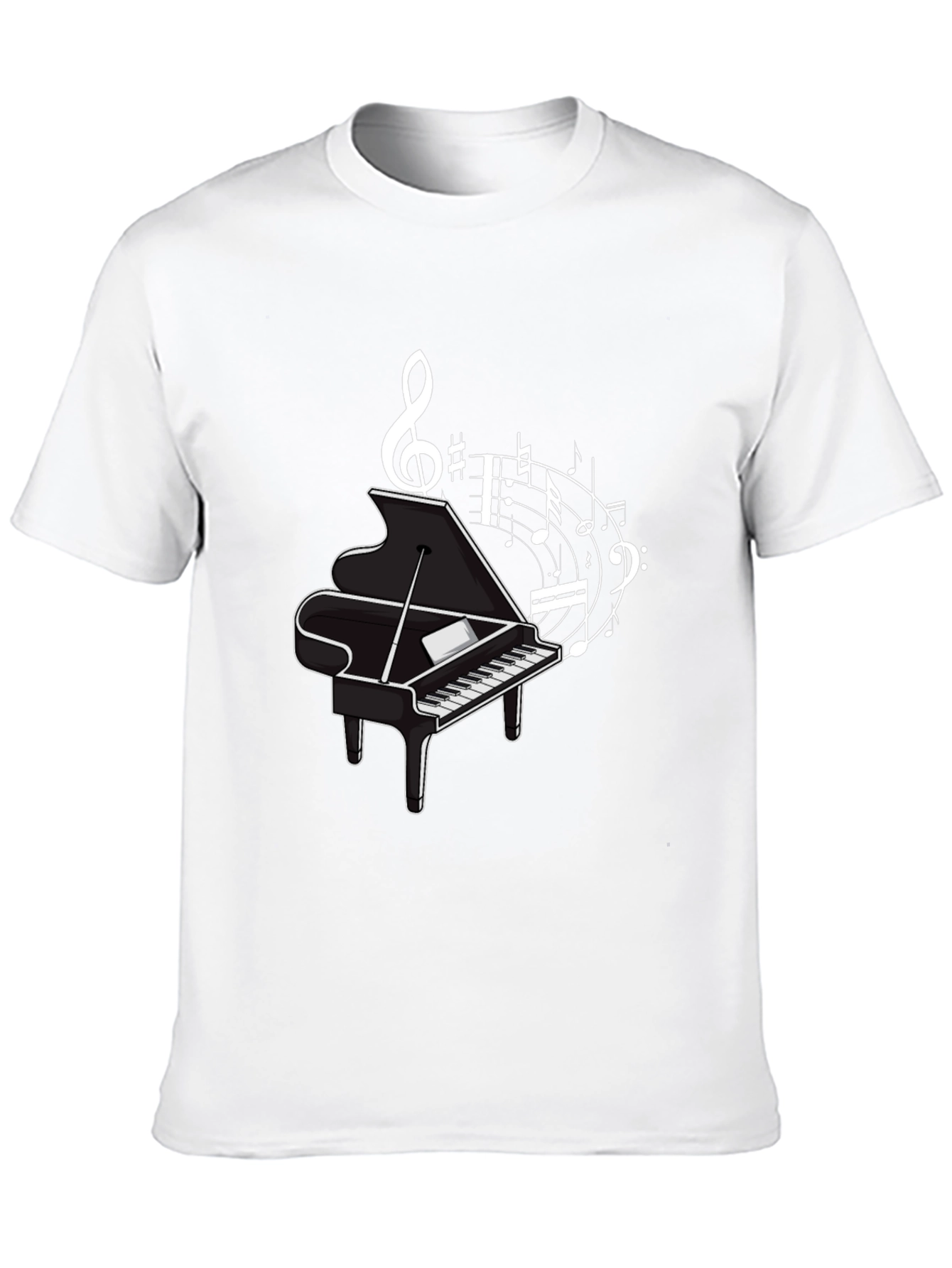 Musical Piano Graphic Tee - Classic Black Cotton