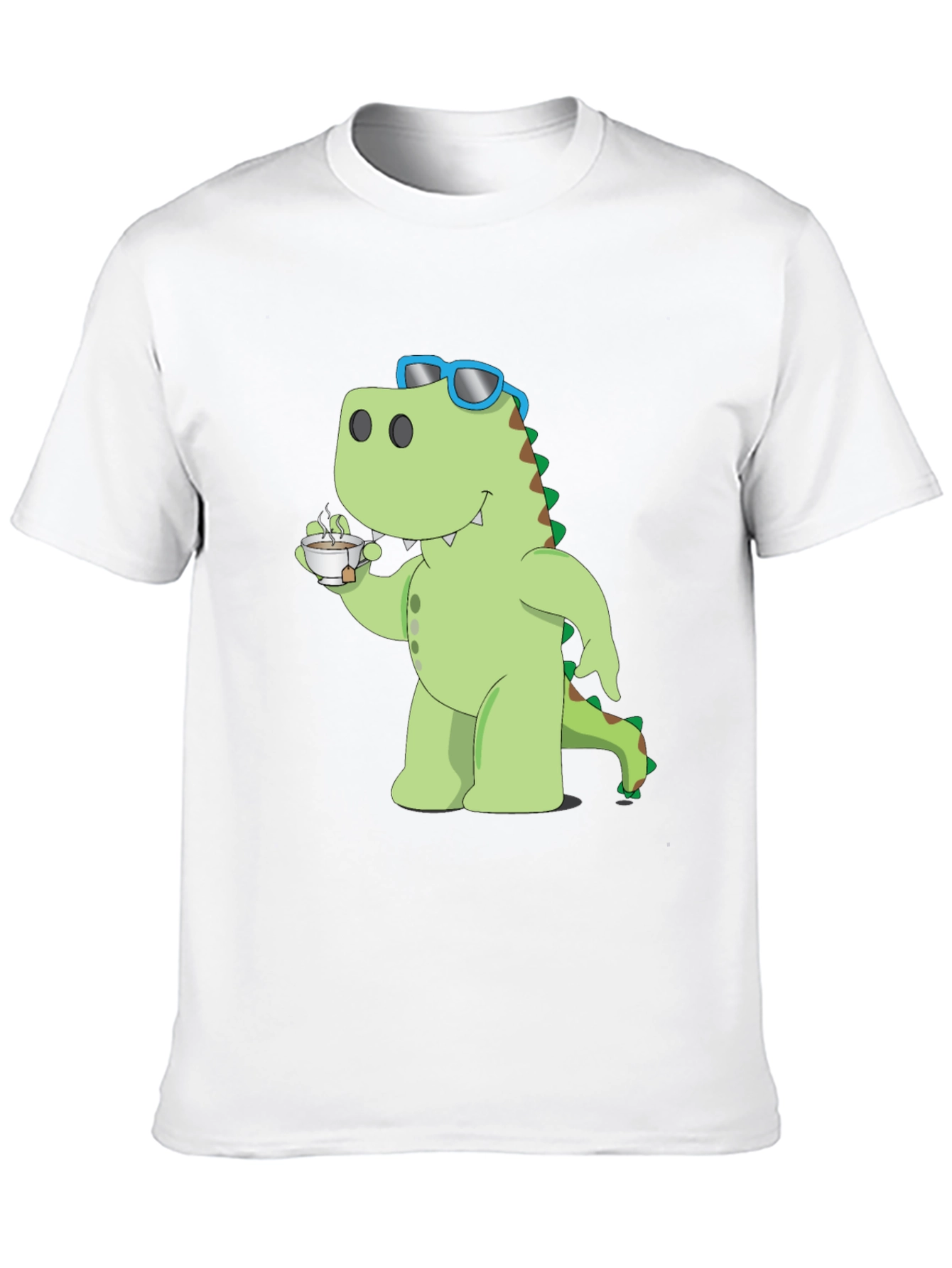 Dino Sipping Tea Black T-Shirt