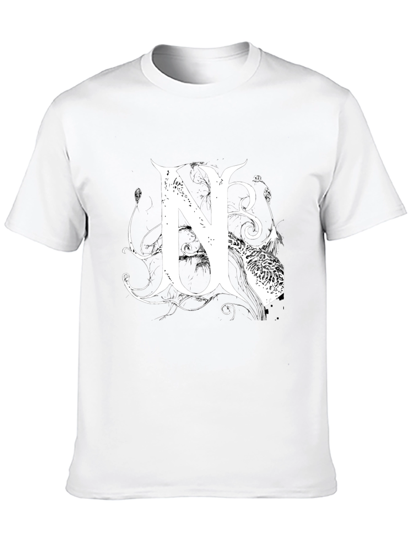 Black T-Shirt with White Letter N Design