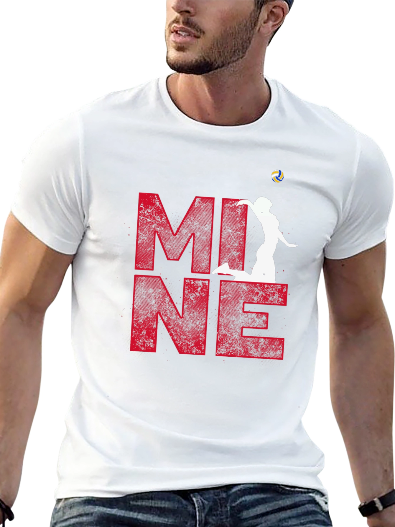 Volleyball Graphic Tee - MINE! Red & Black Shirt