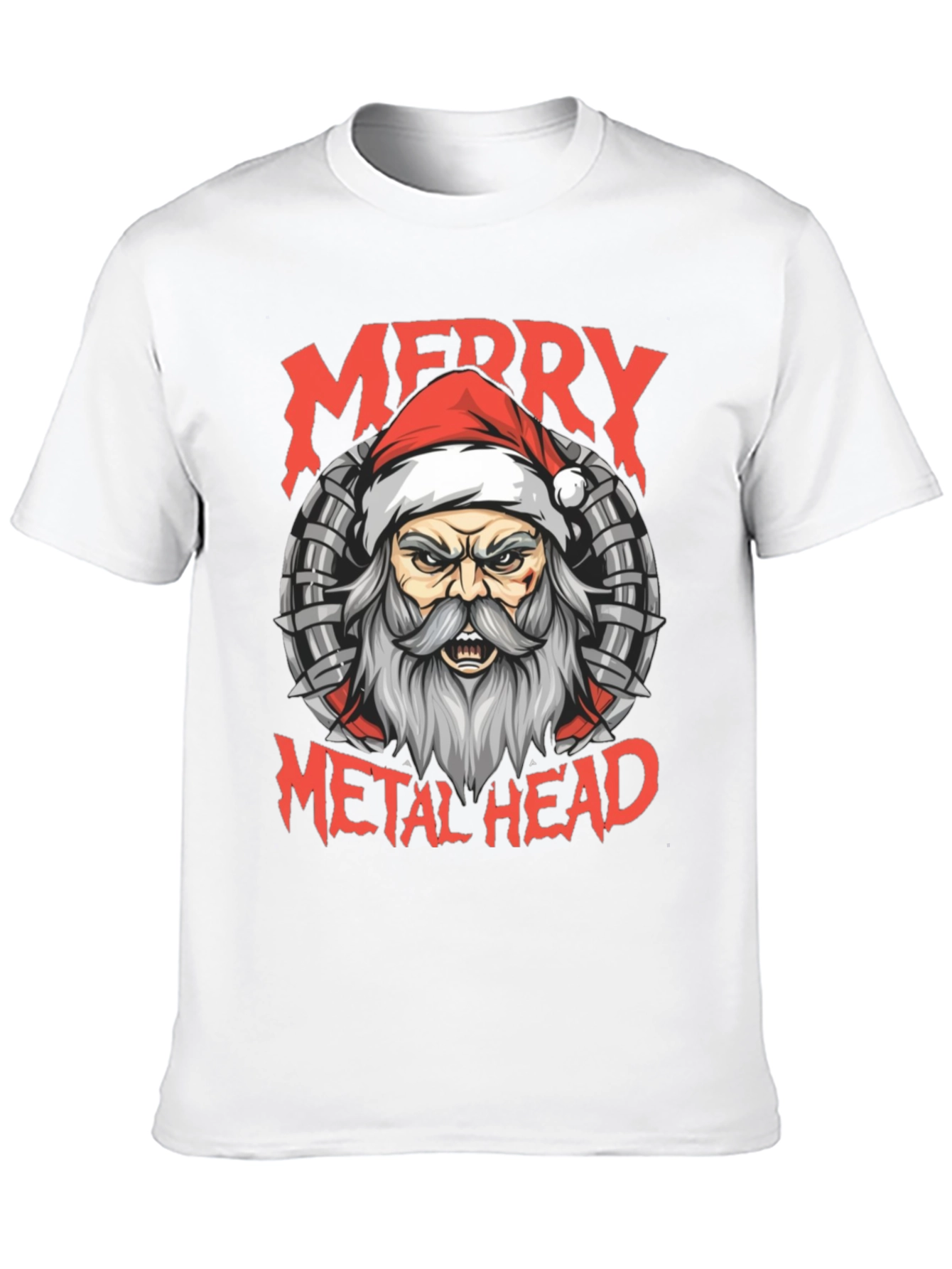 Merry Metal Head T-Shirt Santa Heavy Metal Tee