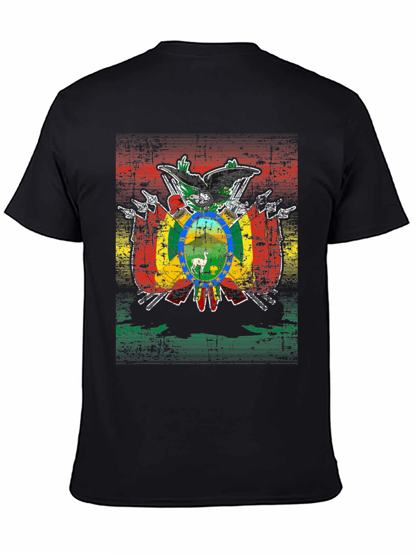 Bolivia Flag Emblem Black T-Shirt