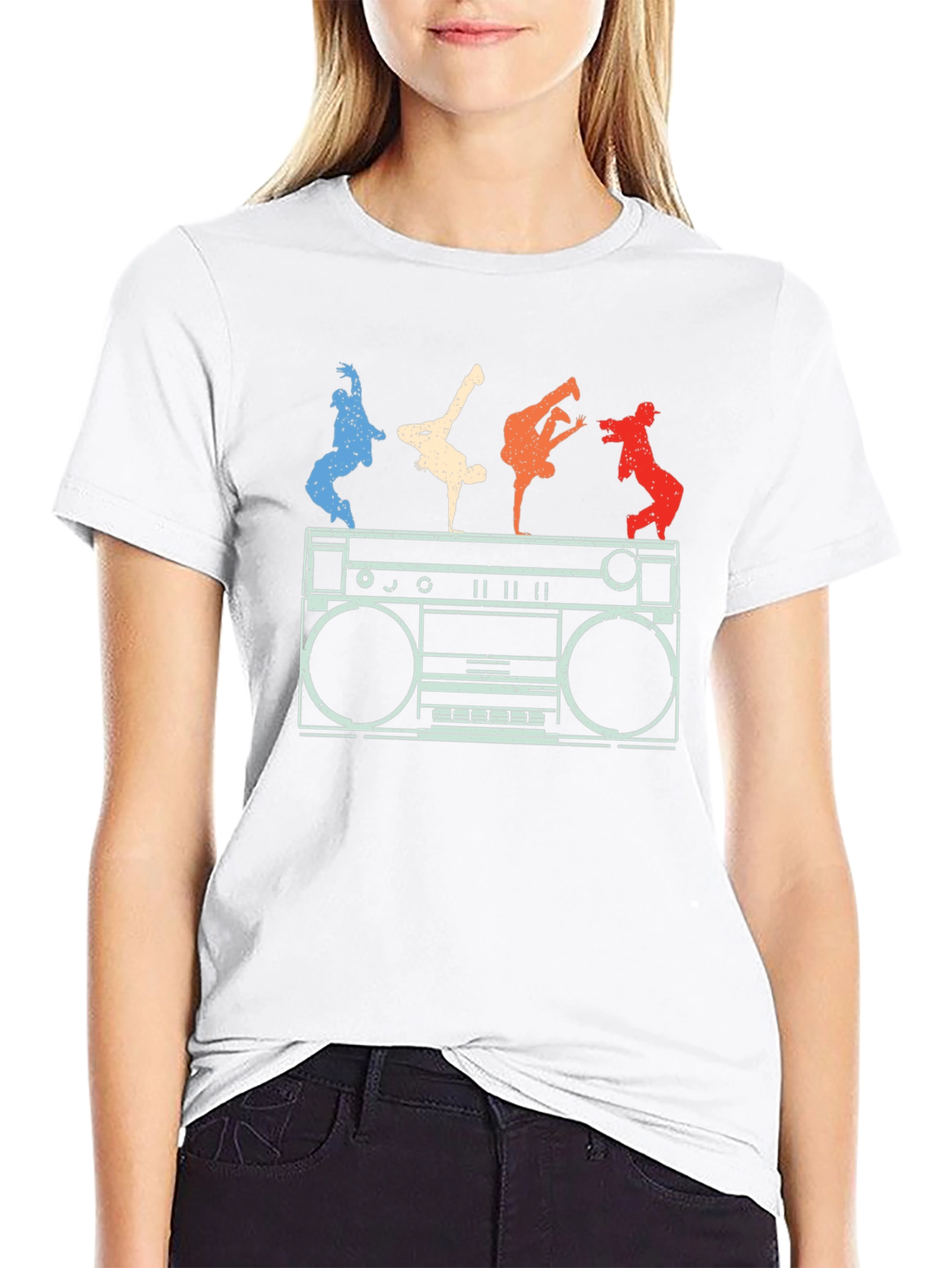 Retro Boombox & B-Boys Graphic T-Shirt