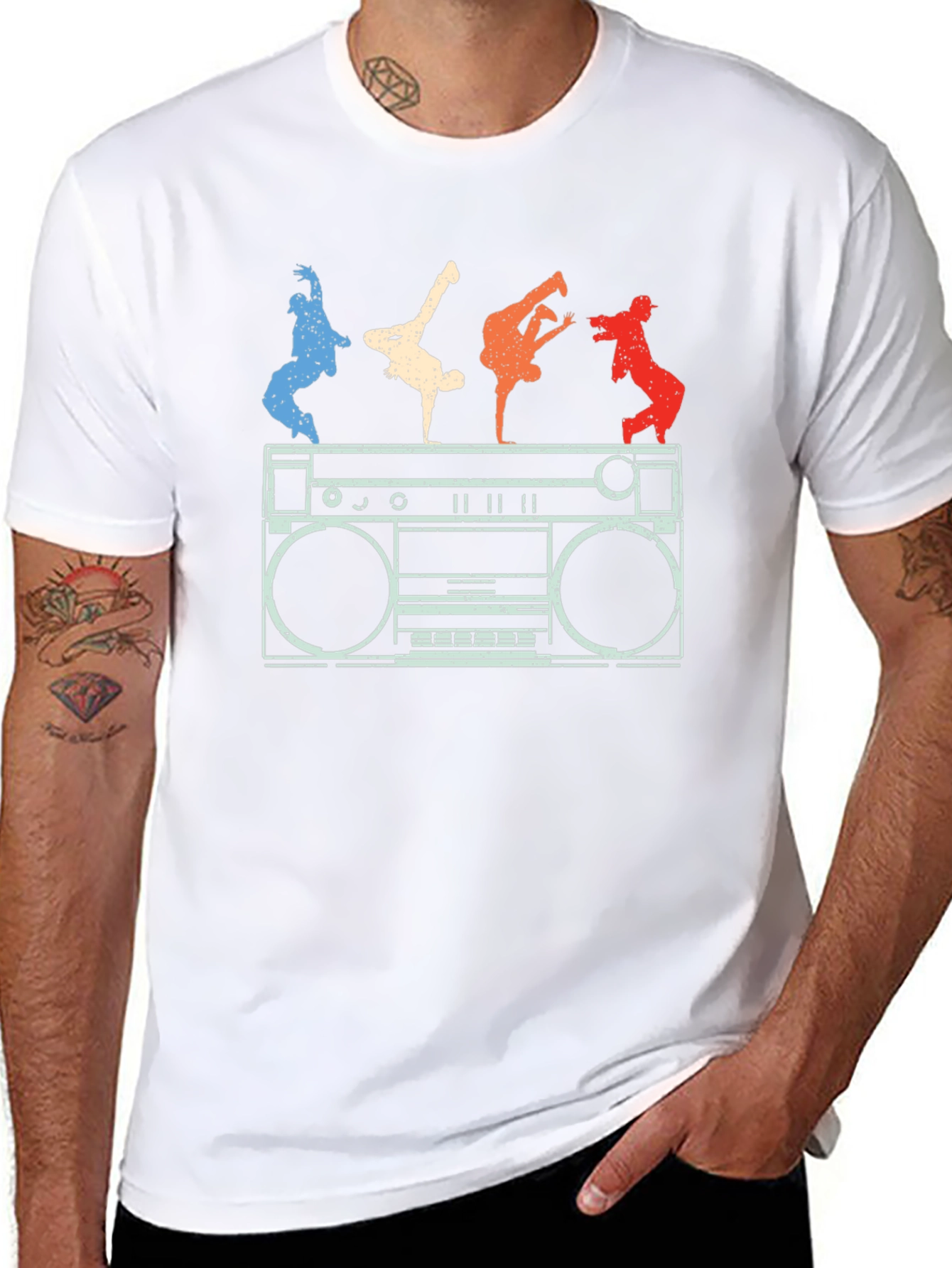 Retro Boombox & B-Boys Graphic T-Shirt