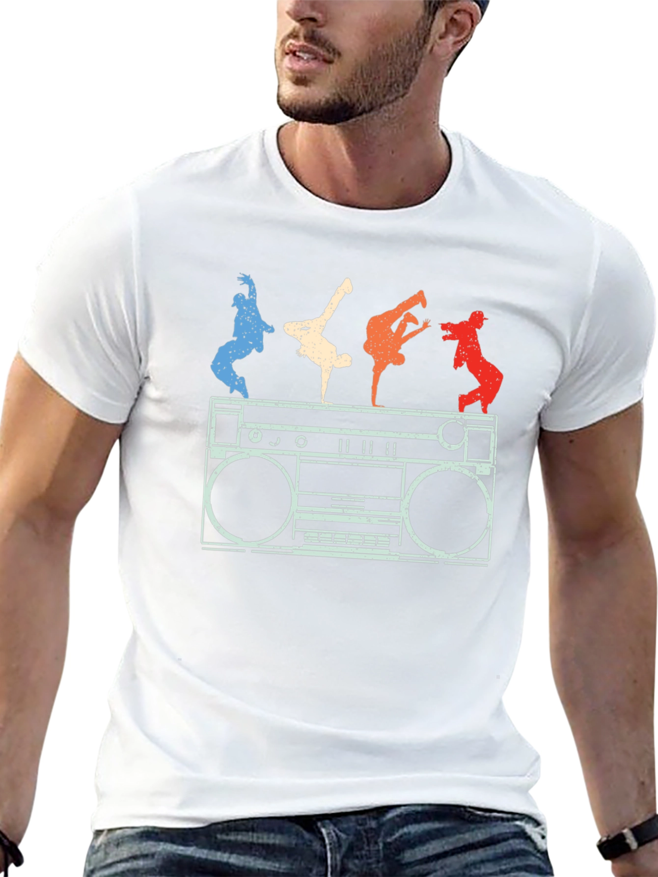 Retro Boombox & B-Boys Graphic T-Shirt