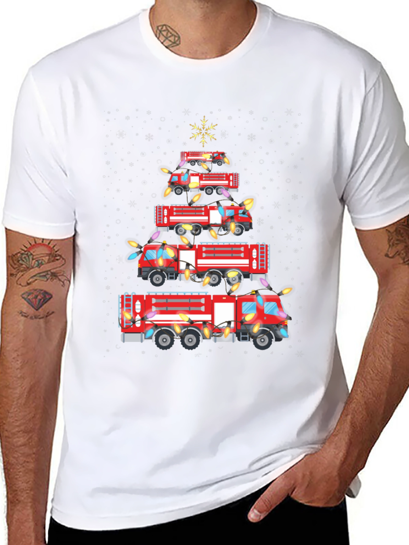 Fire Truck Christmas Tree T-Shirt