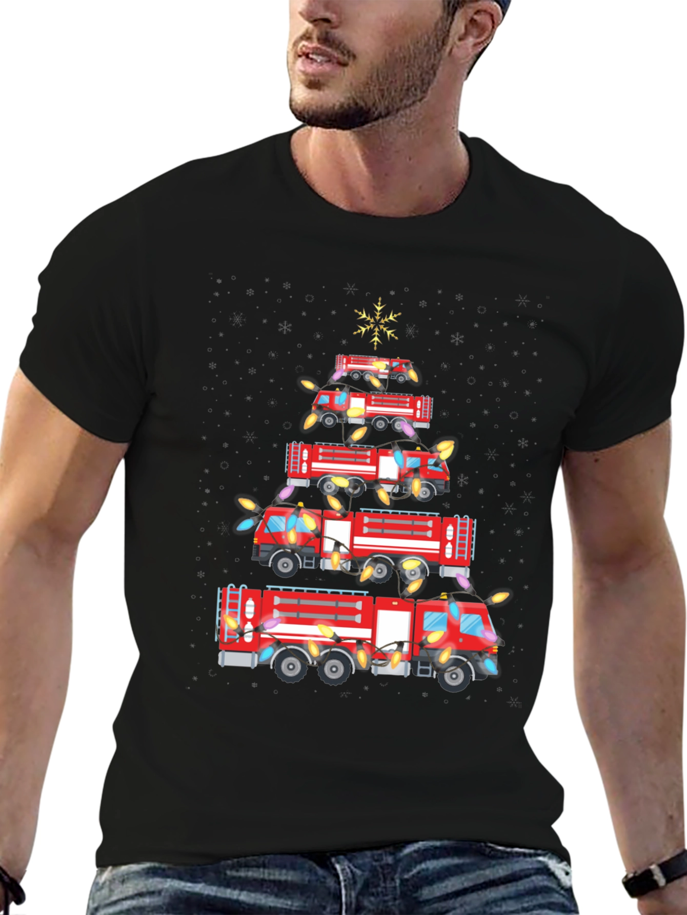 Fire Truck Christmas Tree T-Shirt