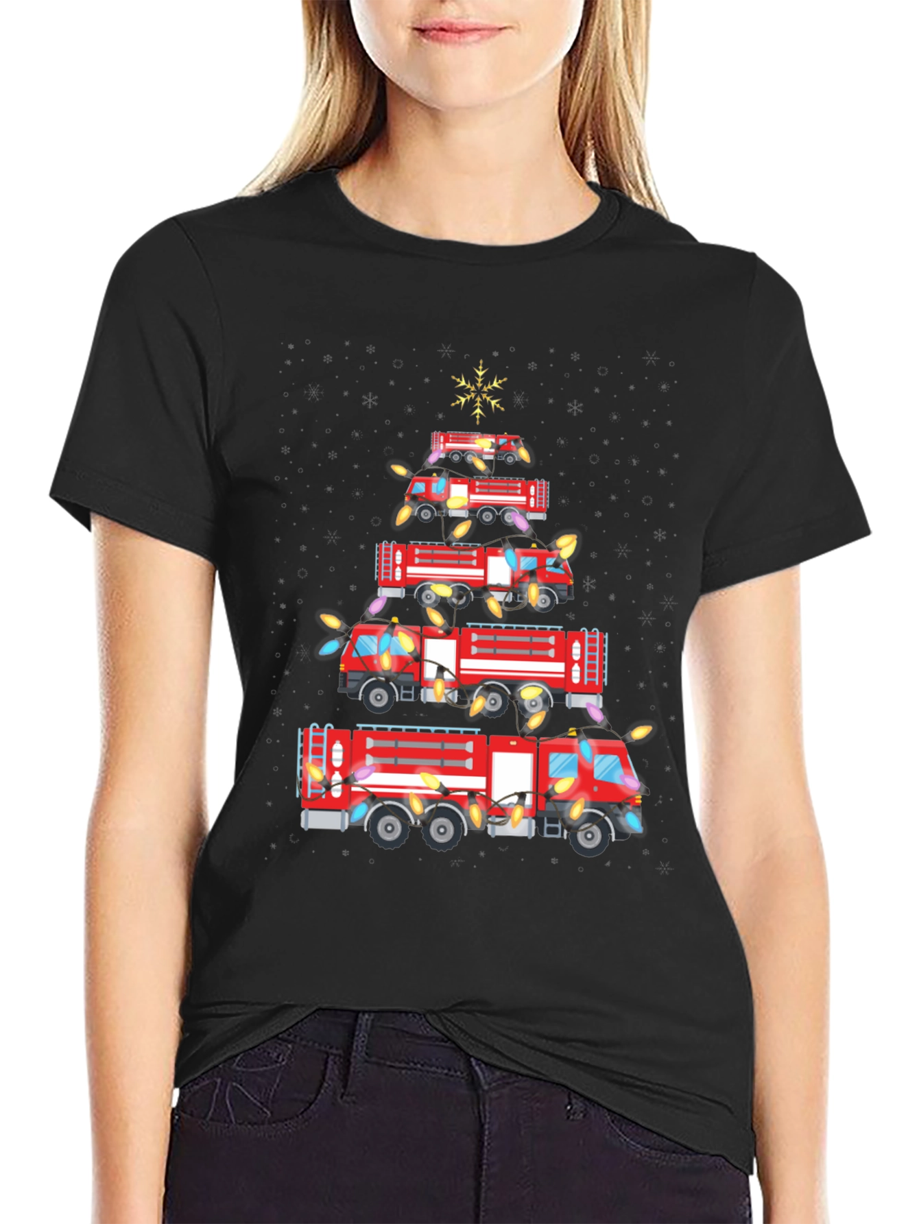 Fire Truck Christmas Tree T-Shirt