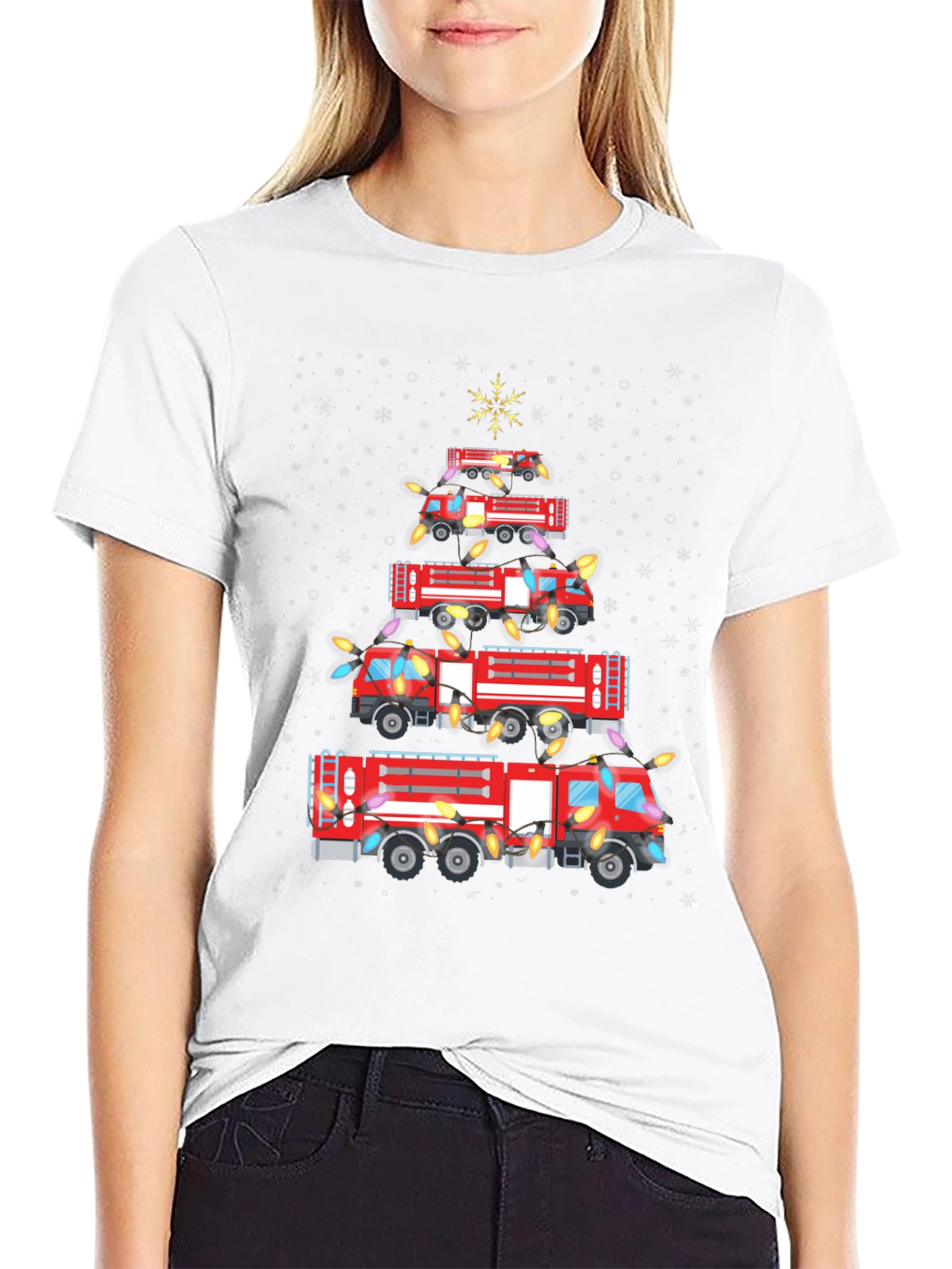 Fire Truck Christmas Tree T-Shirt