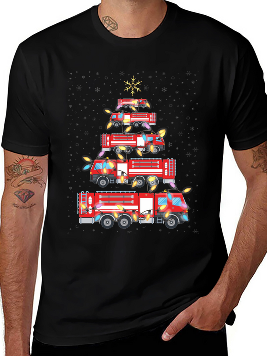 Fire Truck Christmas Tree T-Shirt