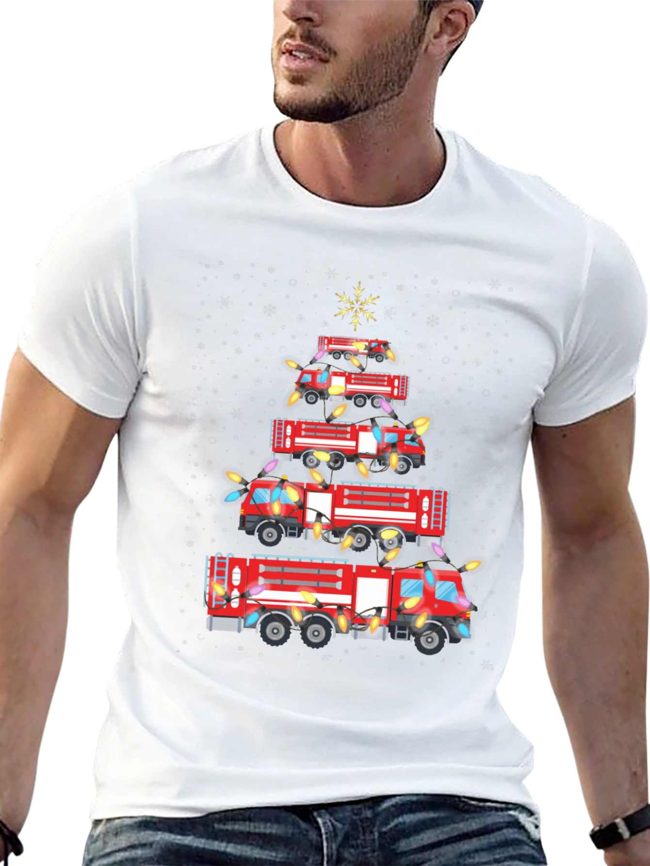 Fire Truck Christmas Tree T-Shirt