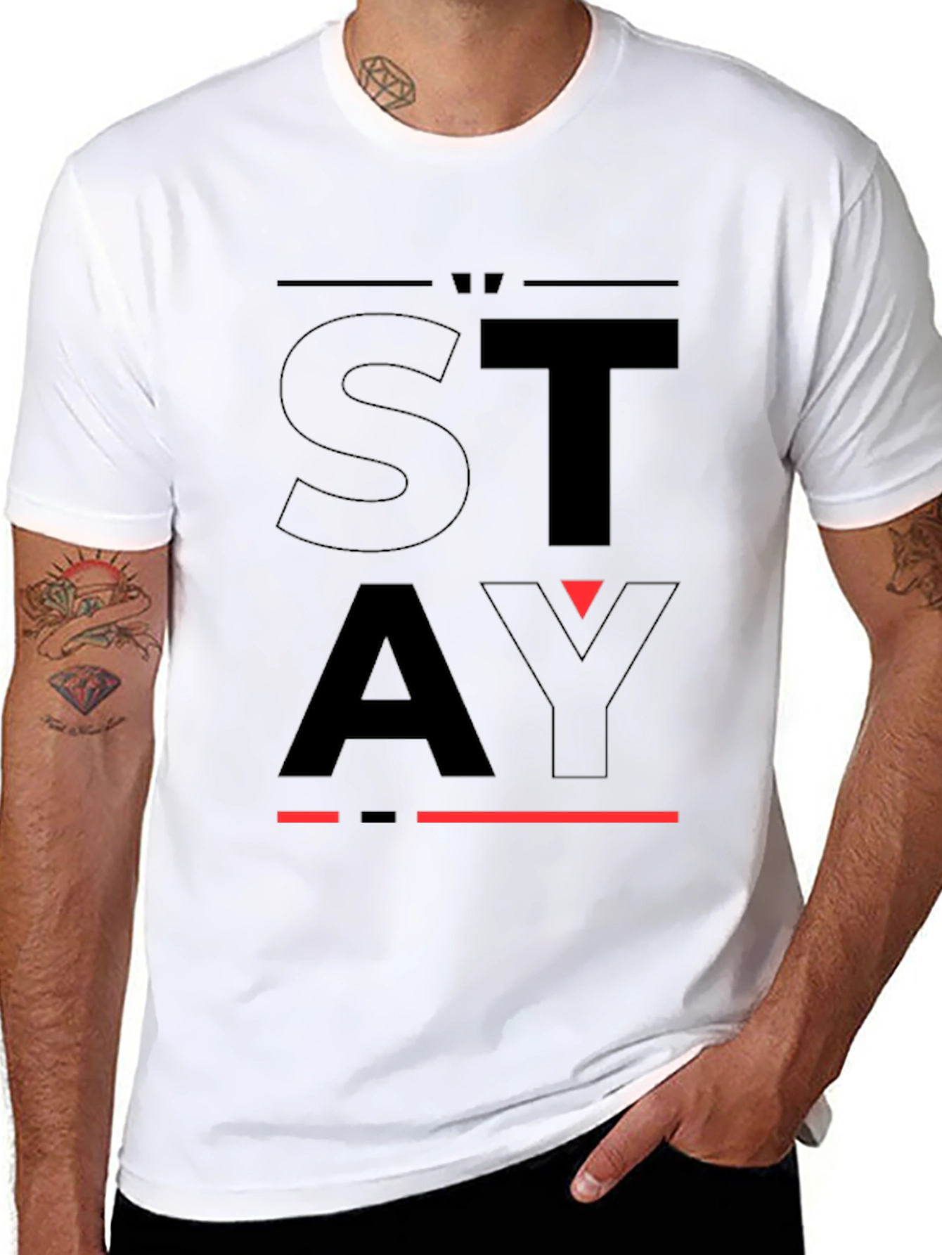STAY Graphic Print Black T-Shirt