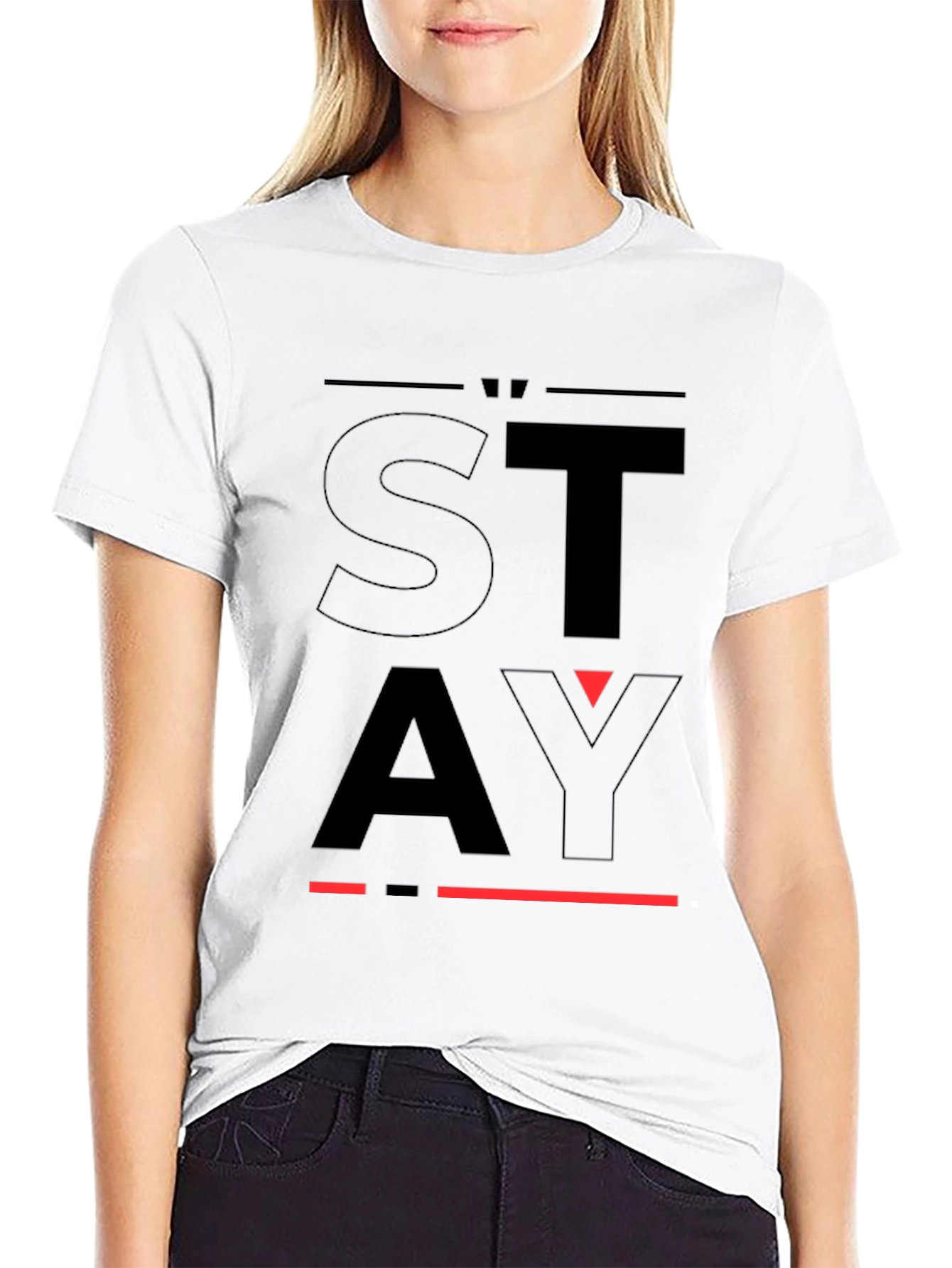 STAY Graphic Print Black T-Shirt