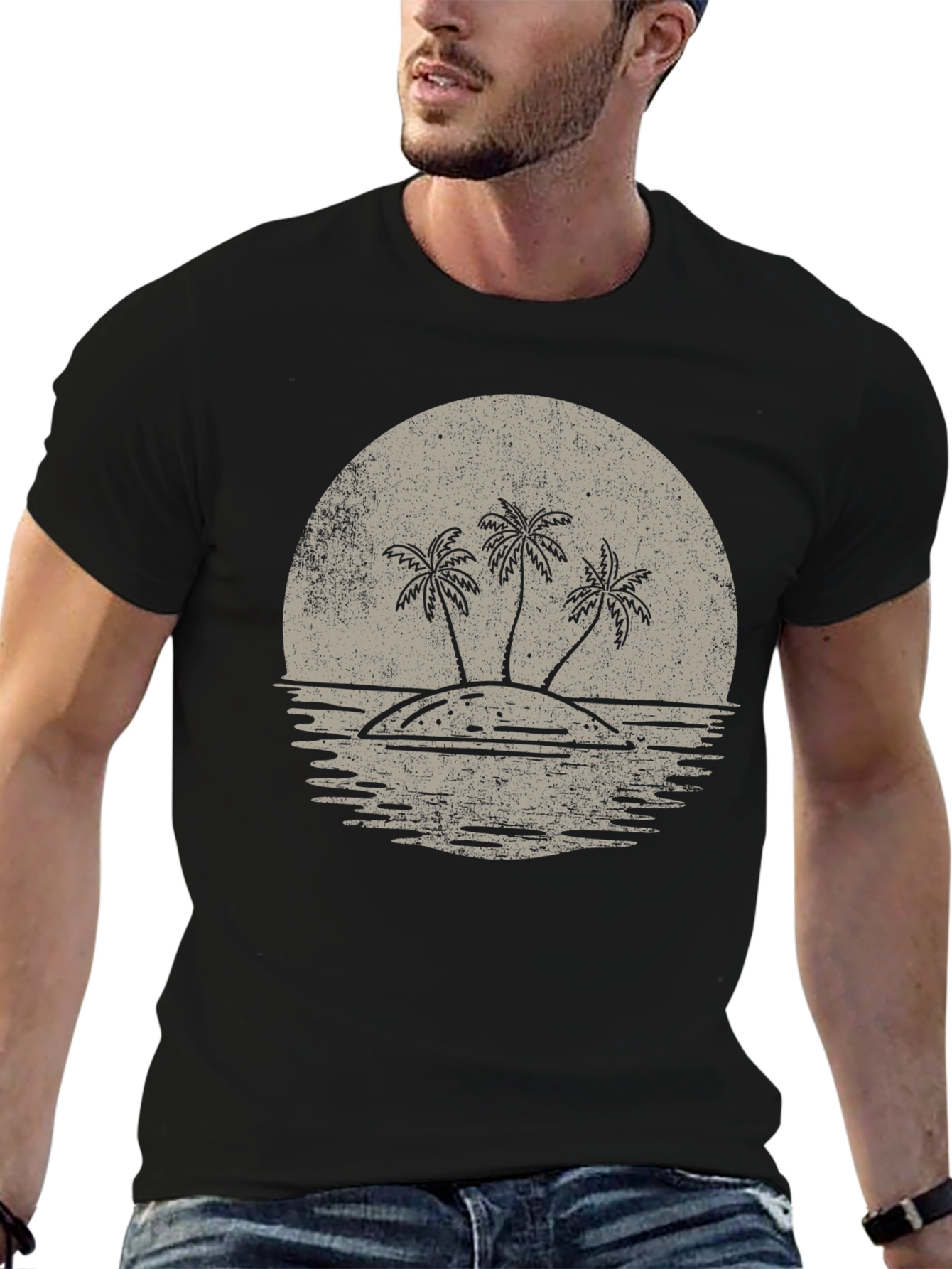 Island Sunset Graphic T-Shirt - Retro Tropical Tee