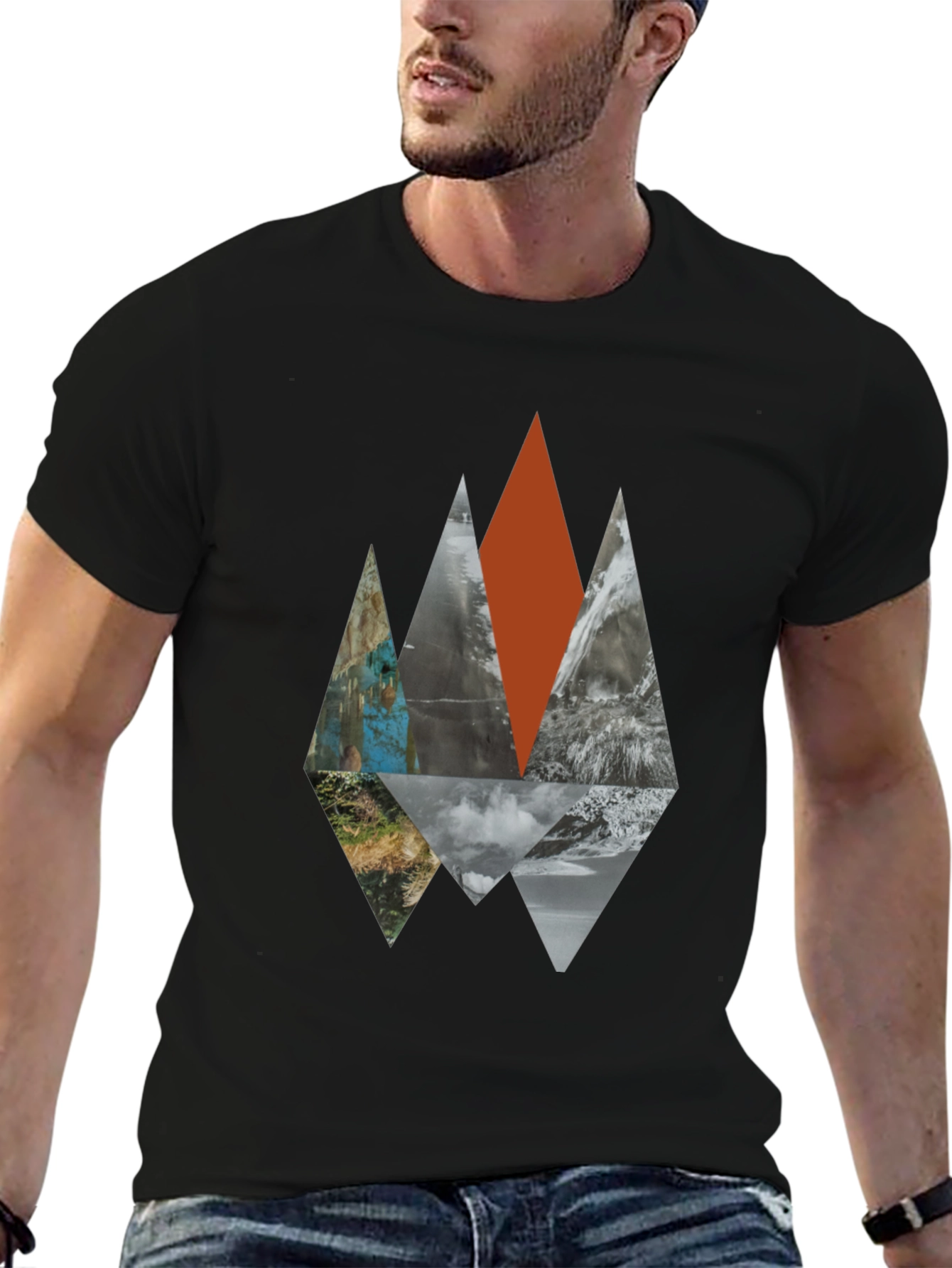 Geometric Mountainscape Black Graphic Tee