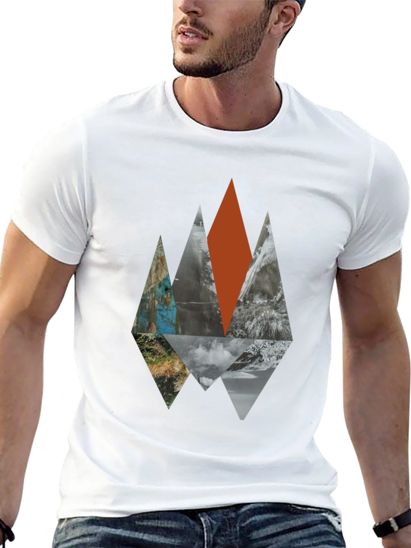 Geometric Mountainscape Black Graphic Tee