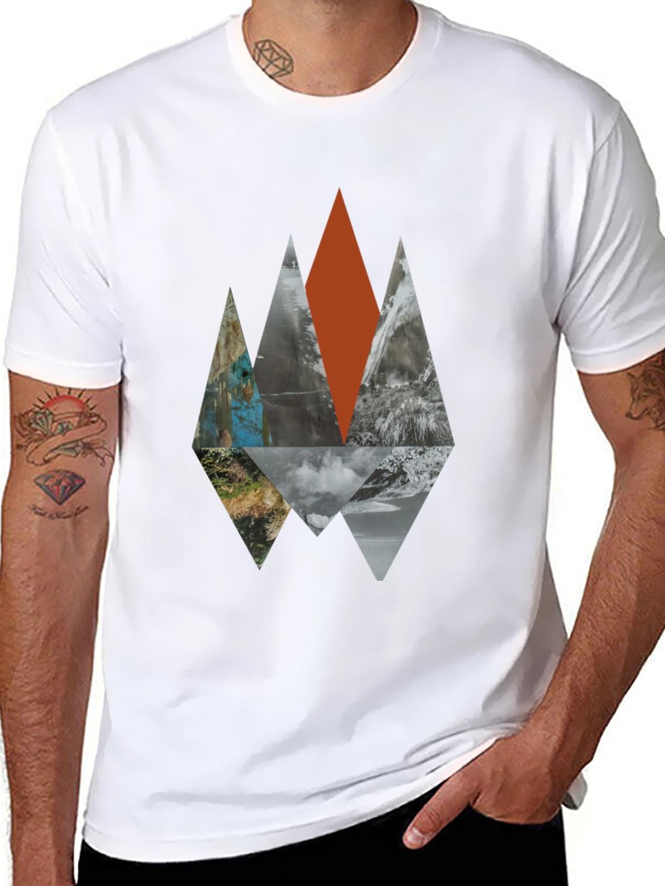 Geometric Mountainscape Black Graphic Tee