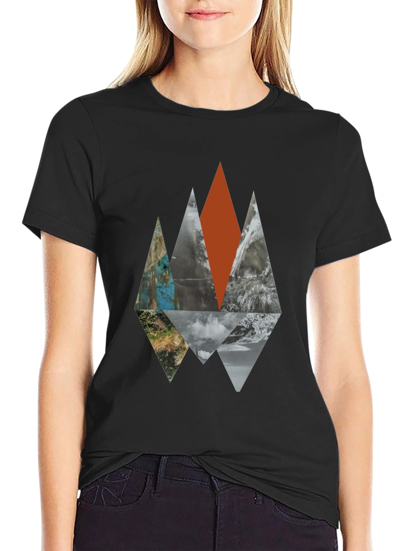 Geometric Mountainscape Black Graphic Tee