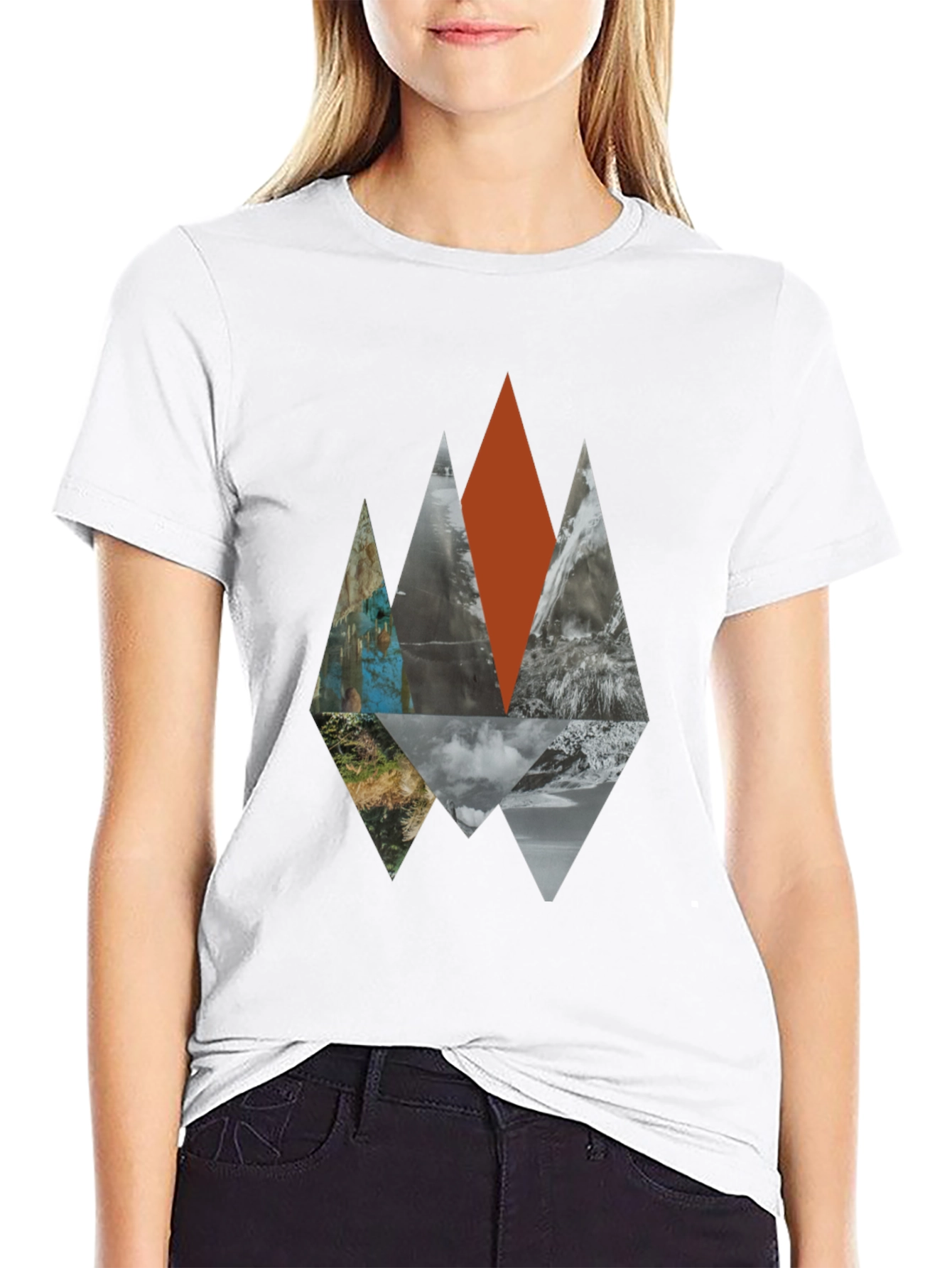 Geometric Mountainscape Black Graphic Tee