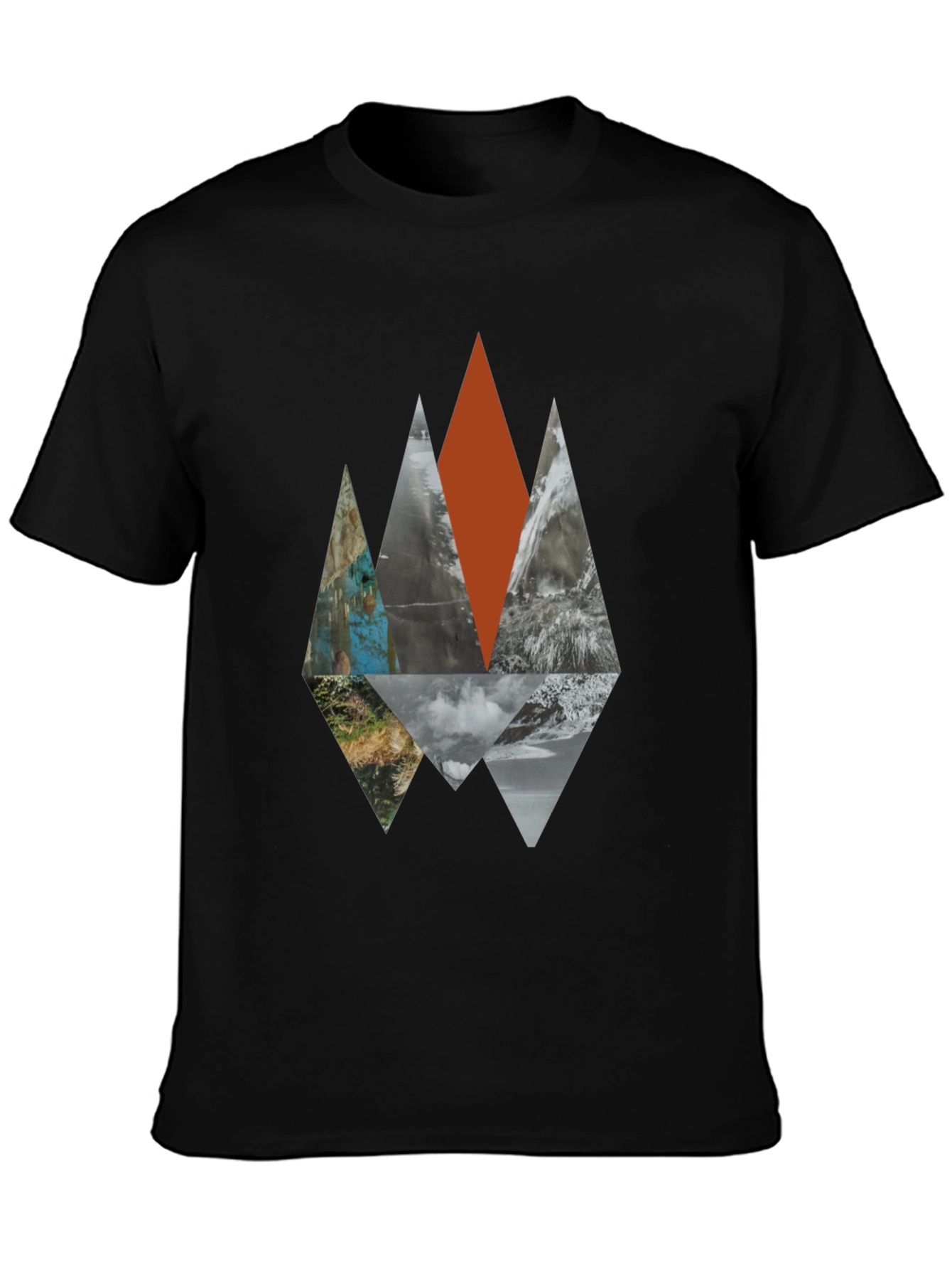 Geometric Mountainscape Black Graphic Tee