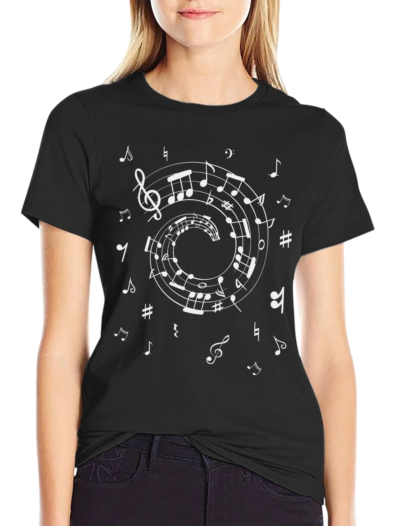 Musical Note Spiral T-Shirt - Music Lovers Tee