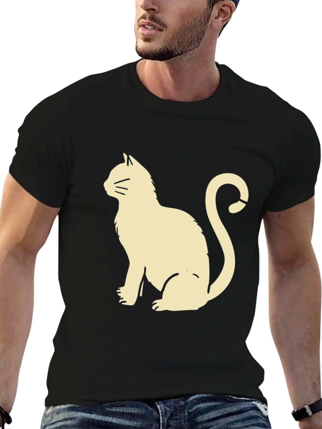 Cool Cat Graphic Tee - Black Cotton T-Shirt