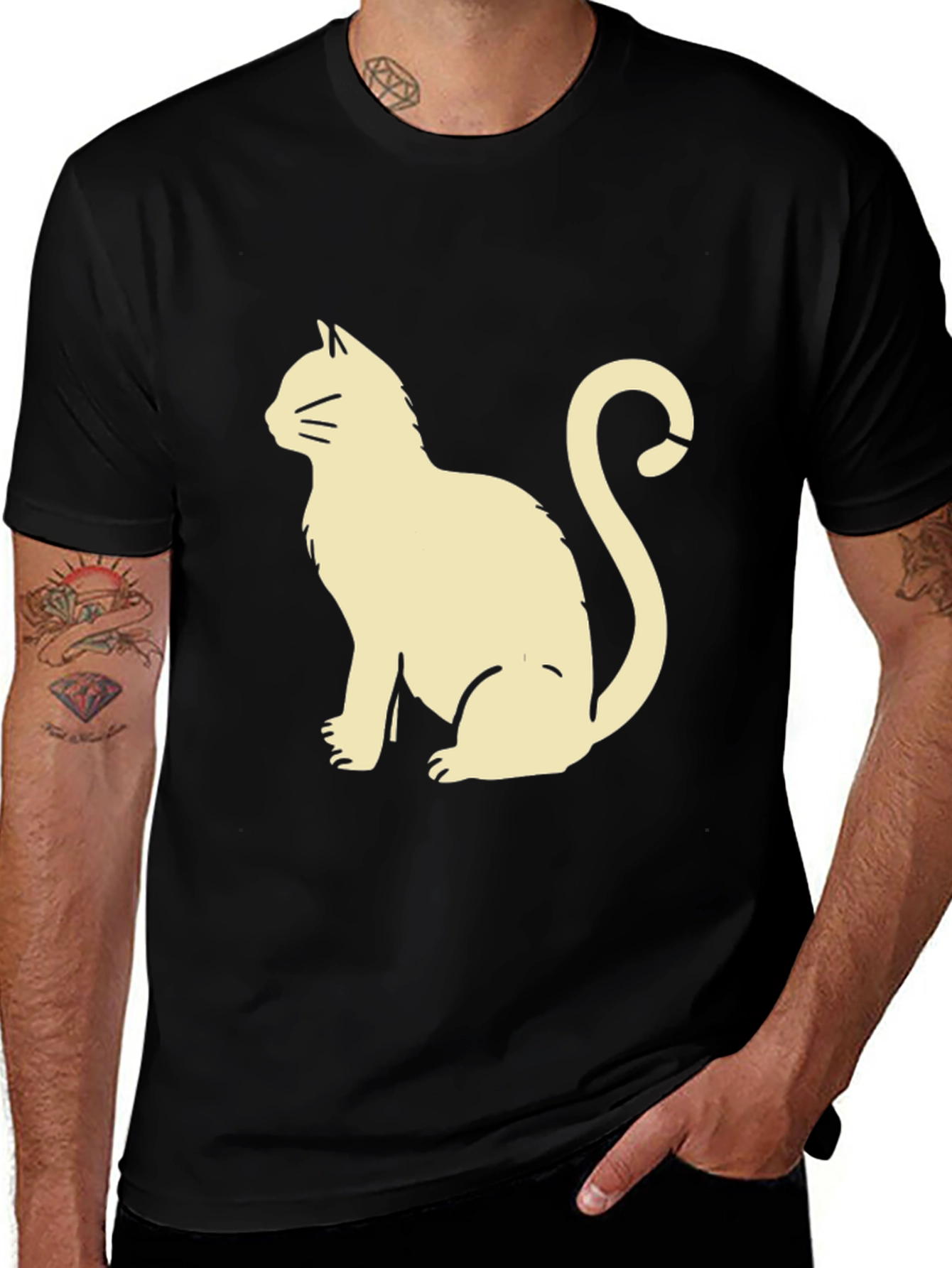 Cool Cat Graphic Tee - Black Cotton T-Shirt