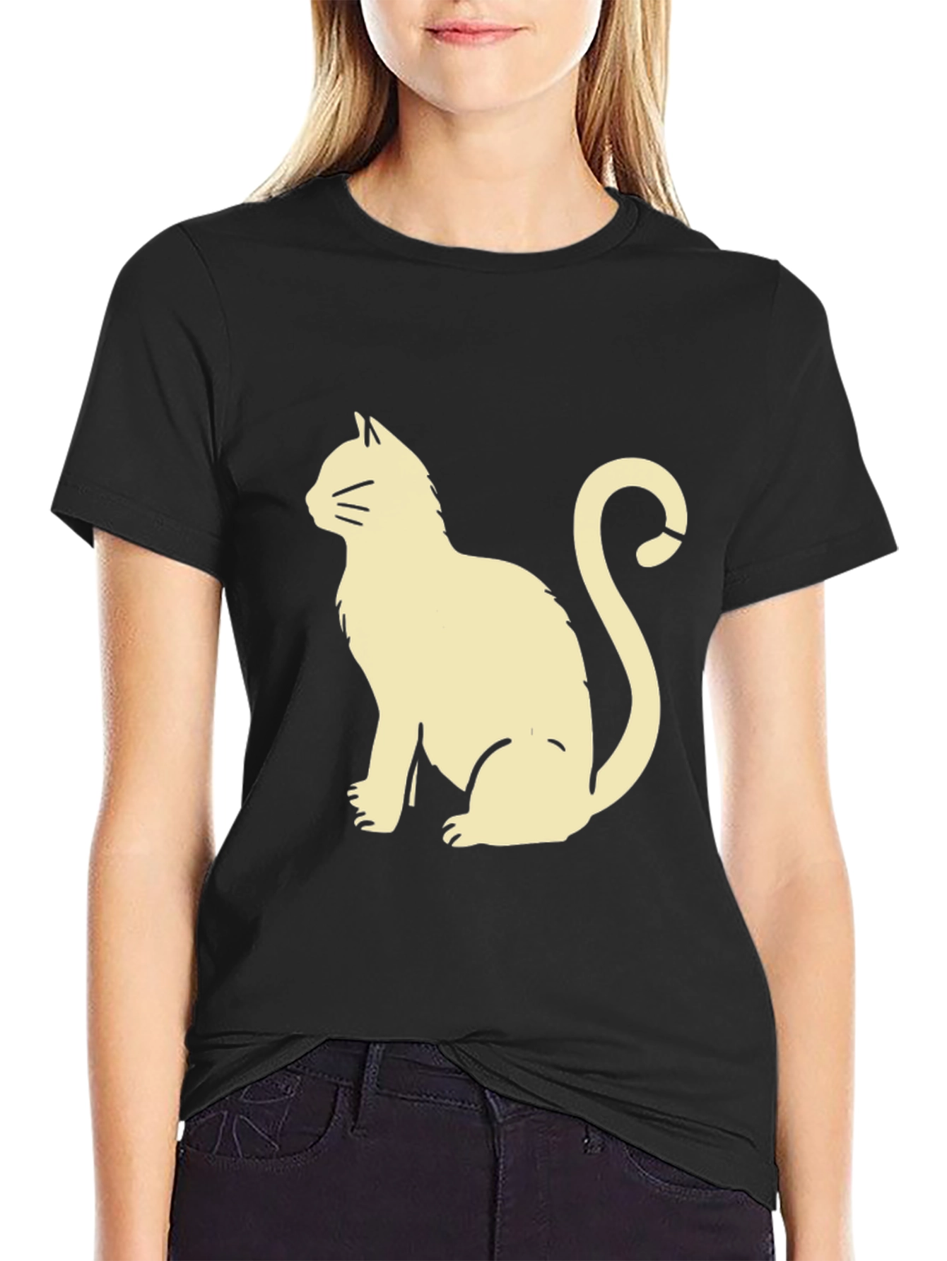 Cool Cat Graphic Tee - Black Cotton T-Shirt