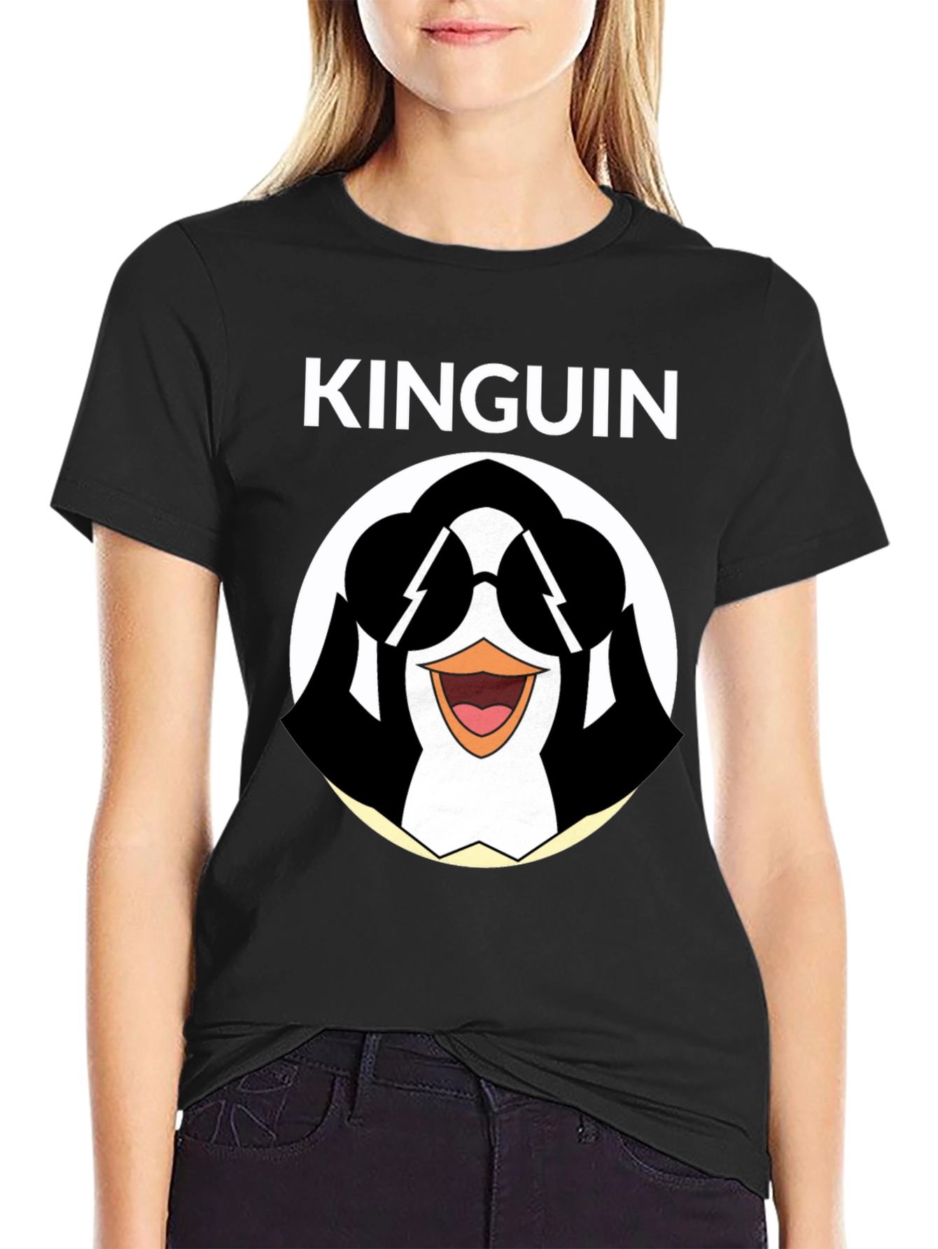 Cool Penguin Graphic Tee - Black Cotton T-Shirt