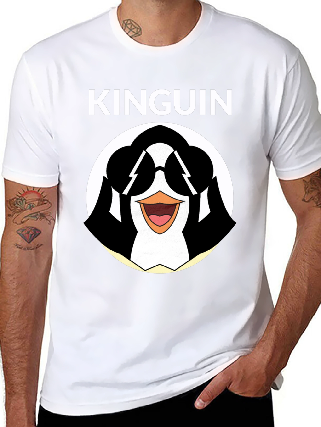 Cool Penguin Graphic Tee - Black Cotton T-Shirt