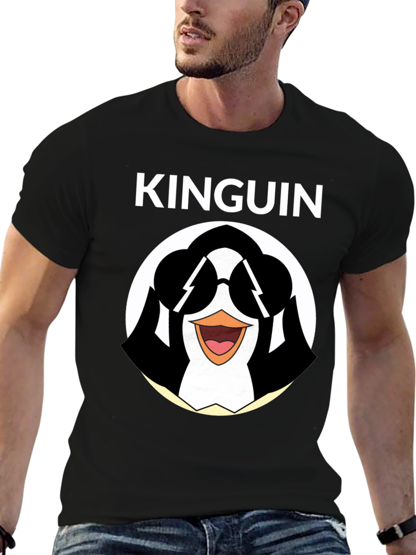 Cool Penguin Graphic Tee - Black Cotton T-Shirt