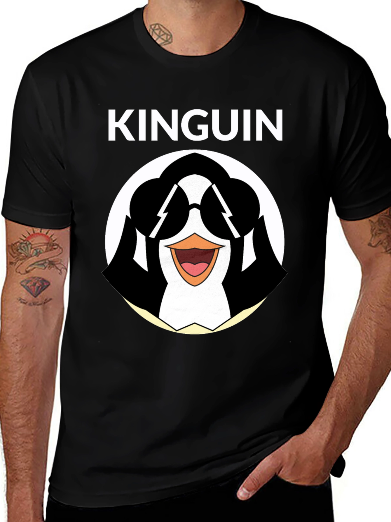 Cool Penguin Graphic Tee - Black Cotton T-Shirt