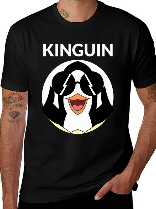 Cool Penguin Graphic Tee - Black Cotton T-Shirt
