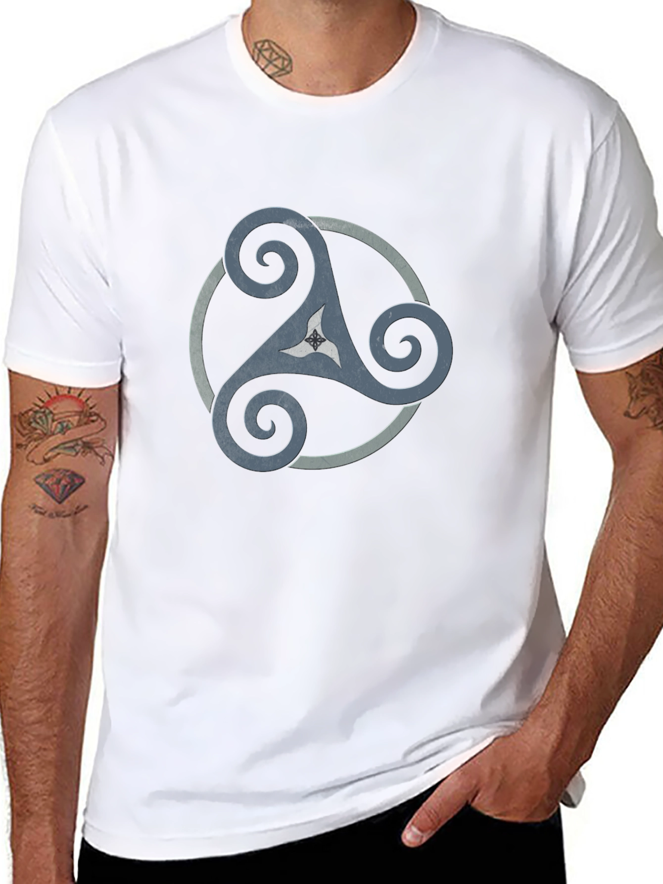 Celtic Triskele Graphic Tee - Black