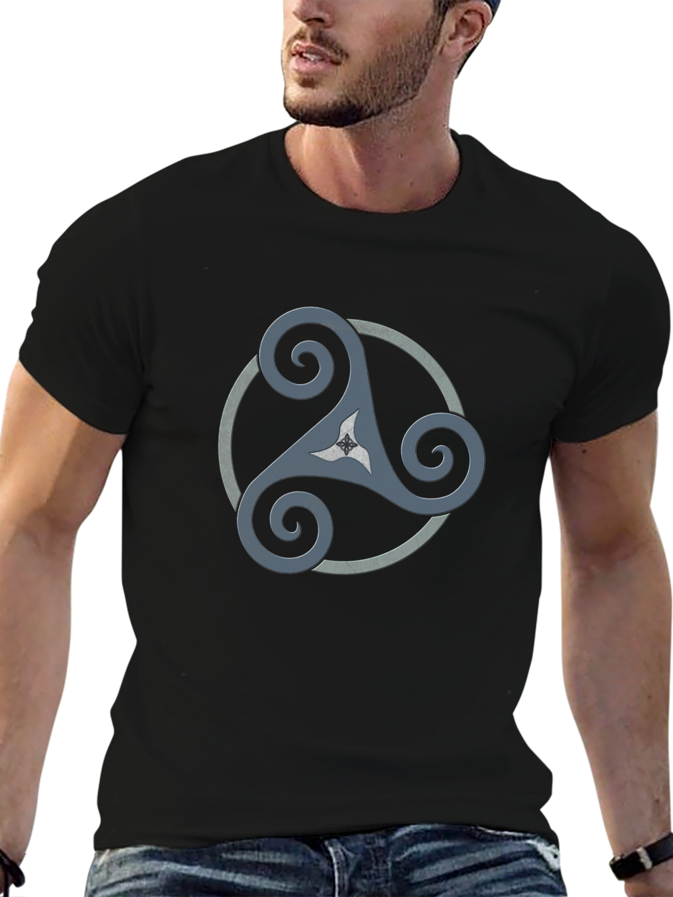 Celtic Triskele Graphic Tee - Black