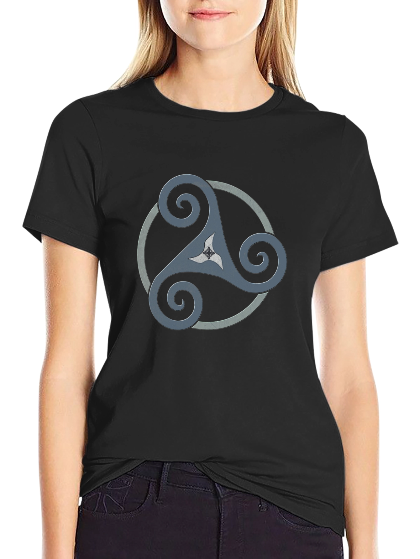 Celtic Triskele Graphic Tee - Black