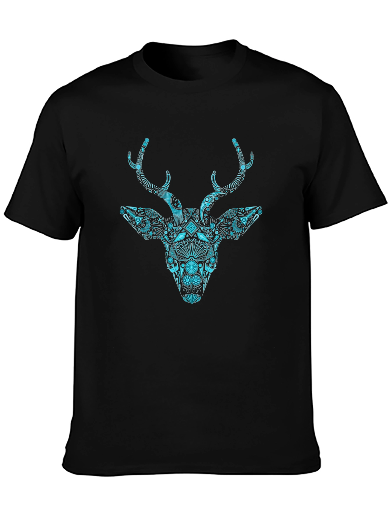 Intricate Deer Graphic Black T-Shirt